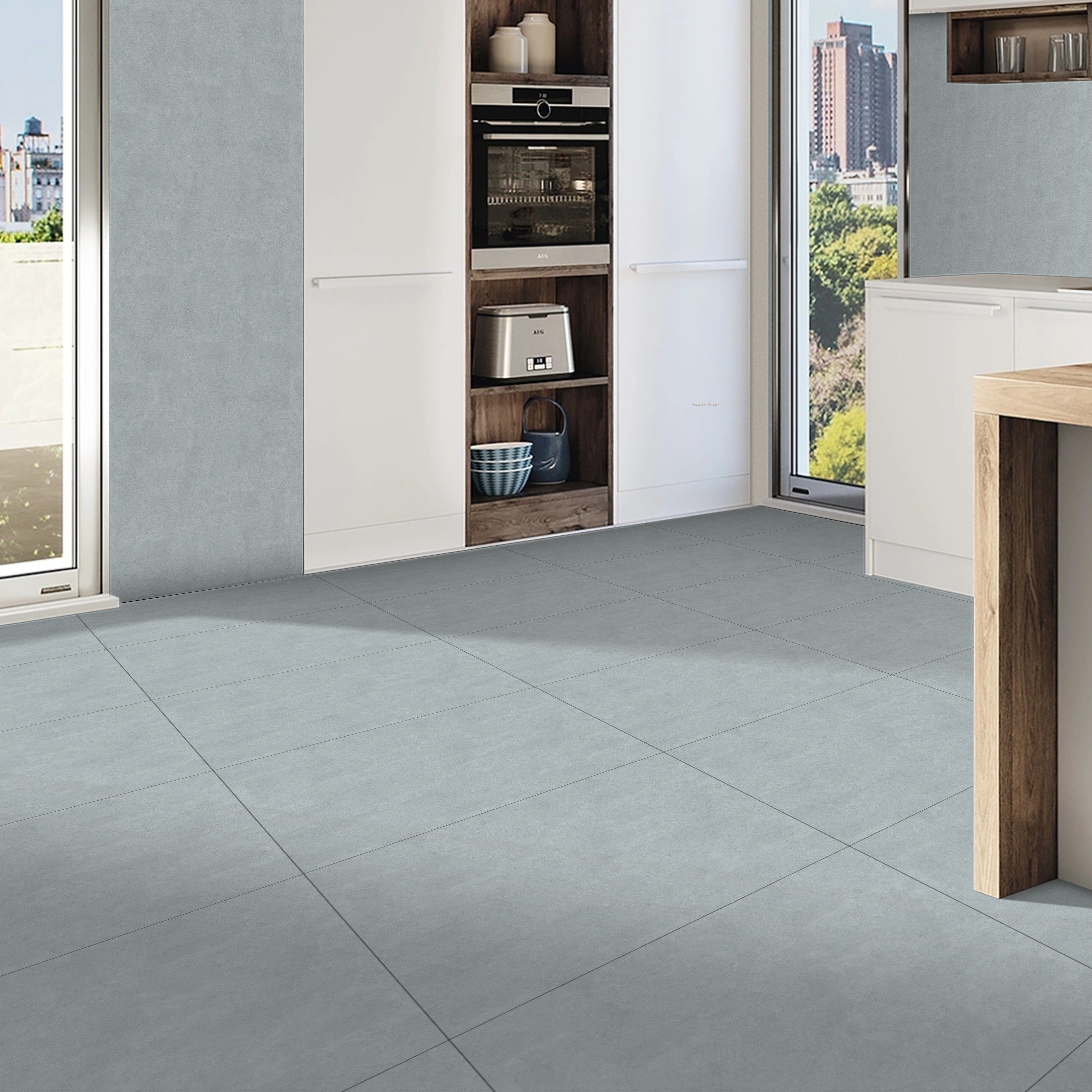 Misty Grey Concrete Effect Porcelain 60x60cm Kitchen Bathroom Wall And Floor Tile