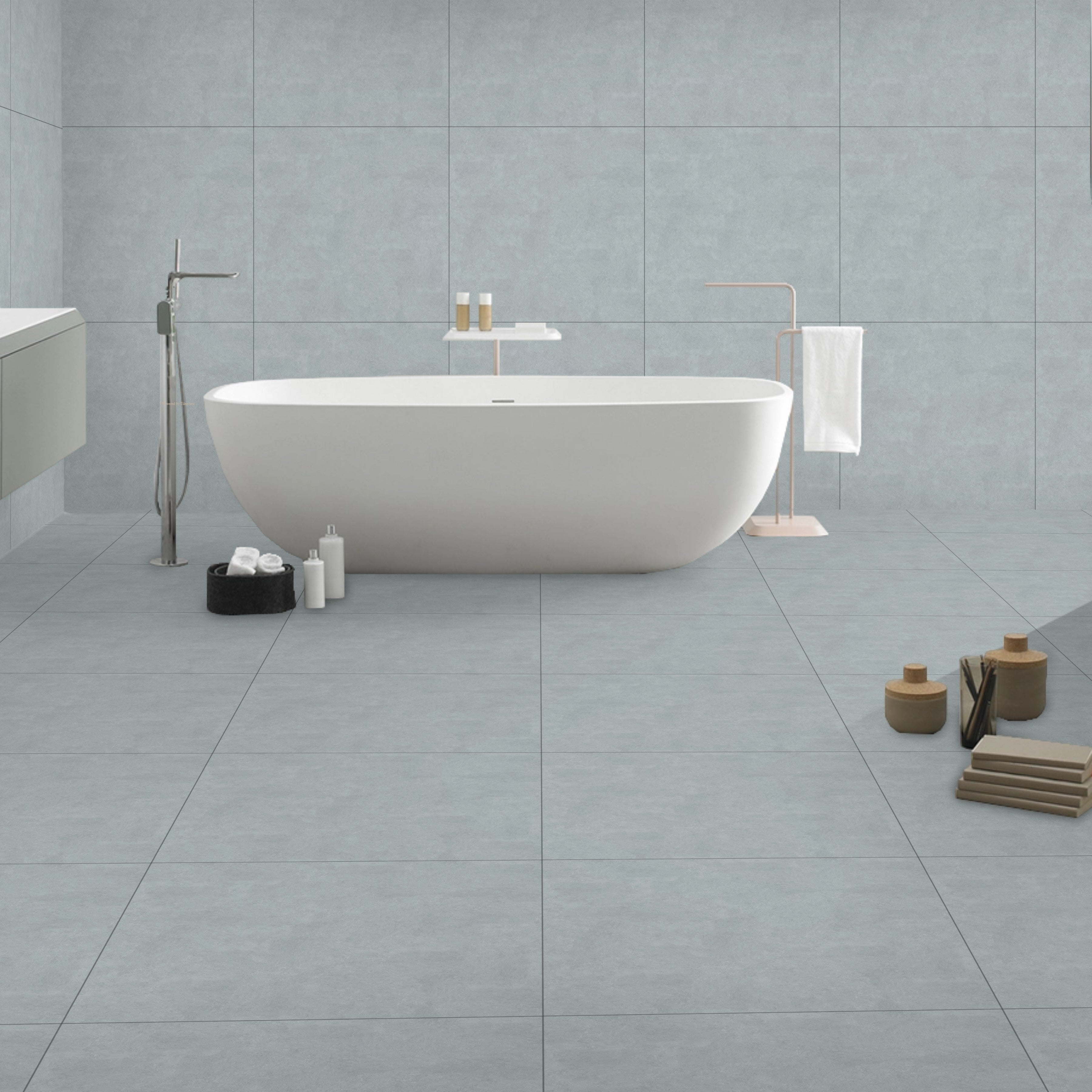 Misty Grey Concrete Effect Porcelain 60x60cm Kitchen Bathroom Wall And Floor Tile