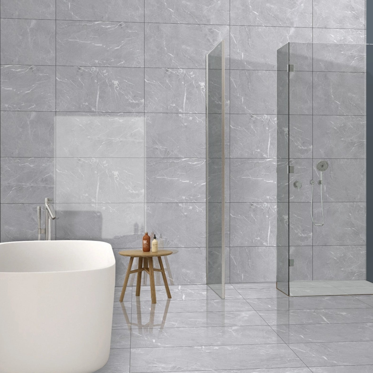 Misty Ocean Grey Glossy Porcelain 30X60cm Wall Floor Tiles