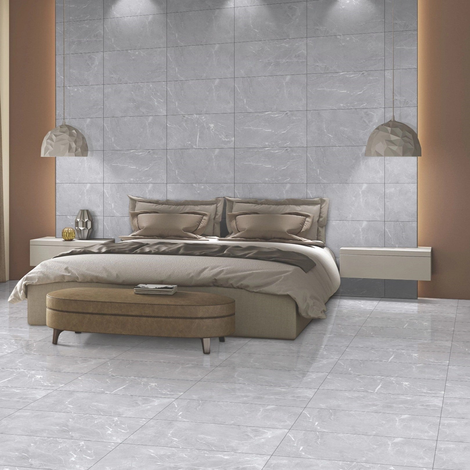 Misty Ocean Grey Glossy Porcelain 30X60cm Wall Floor Tiles