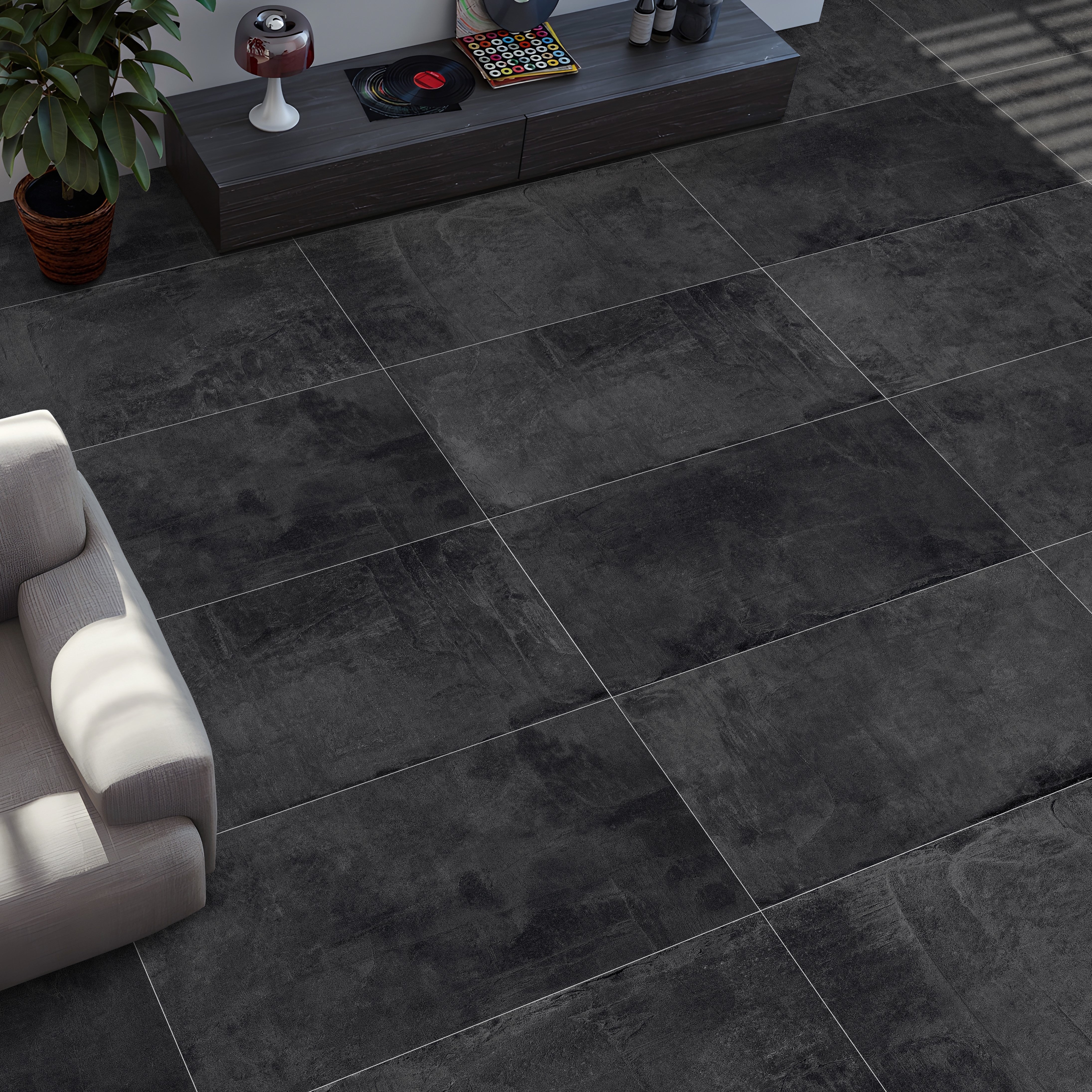 Slate Anthracite Sugar Effect Porcelain 60x120cm Wall and Floor Tile