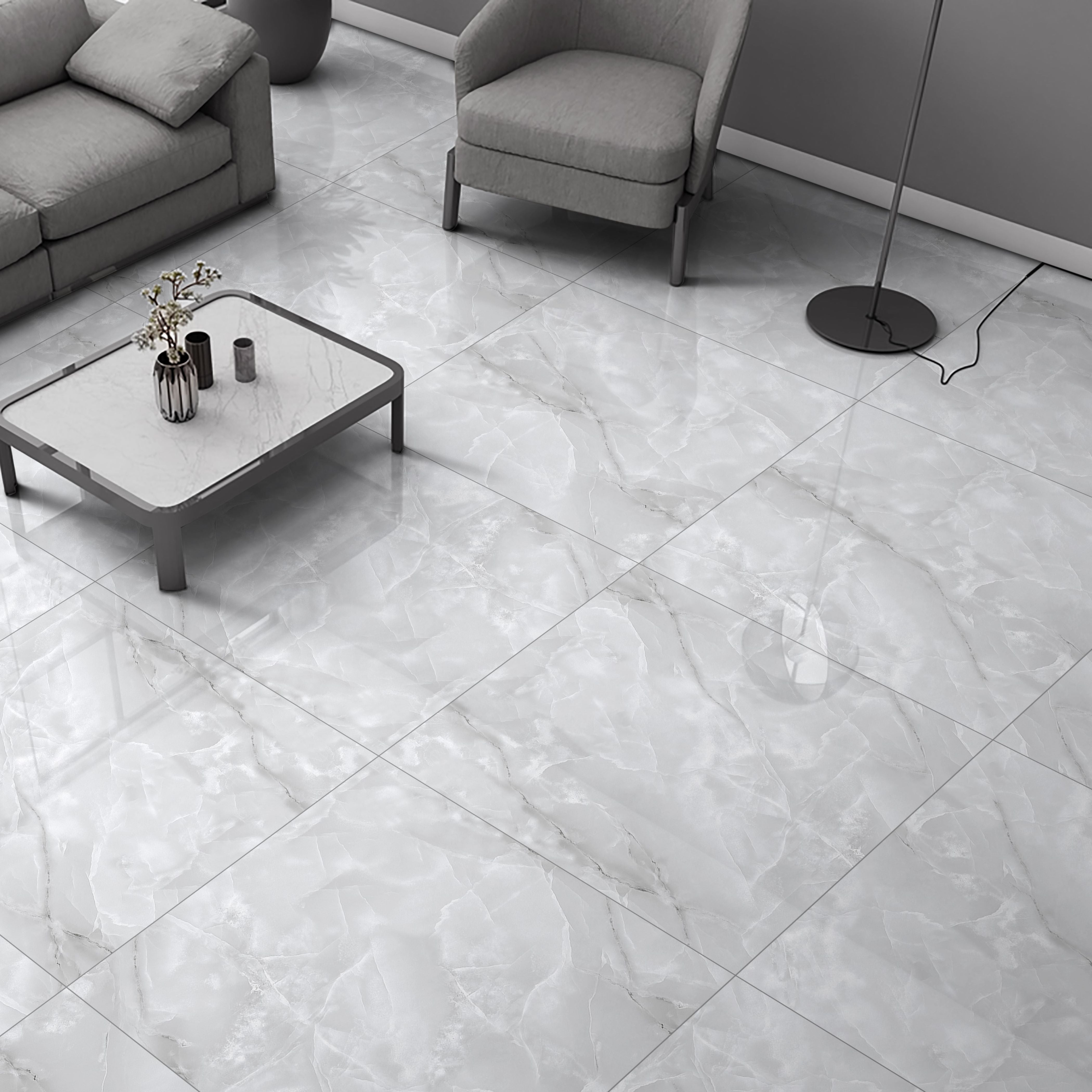 Azure Frost Onyx Gloss Porcelain 80x80cm Wall and Floor Tiles