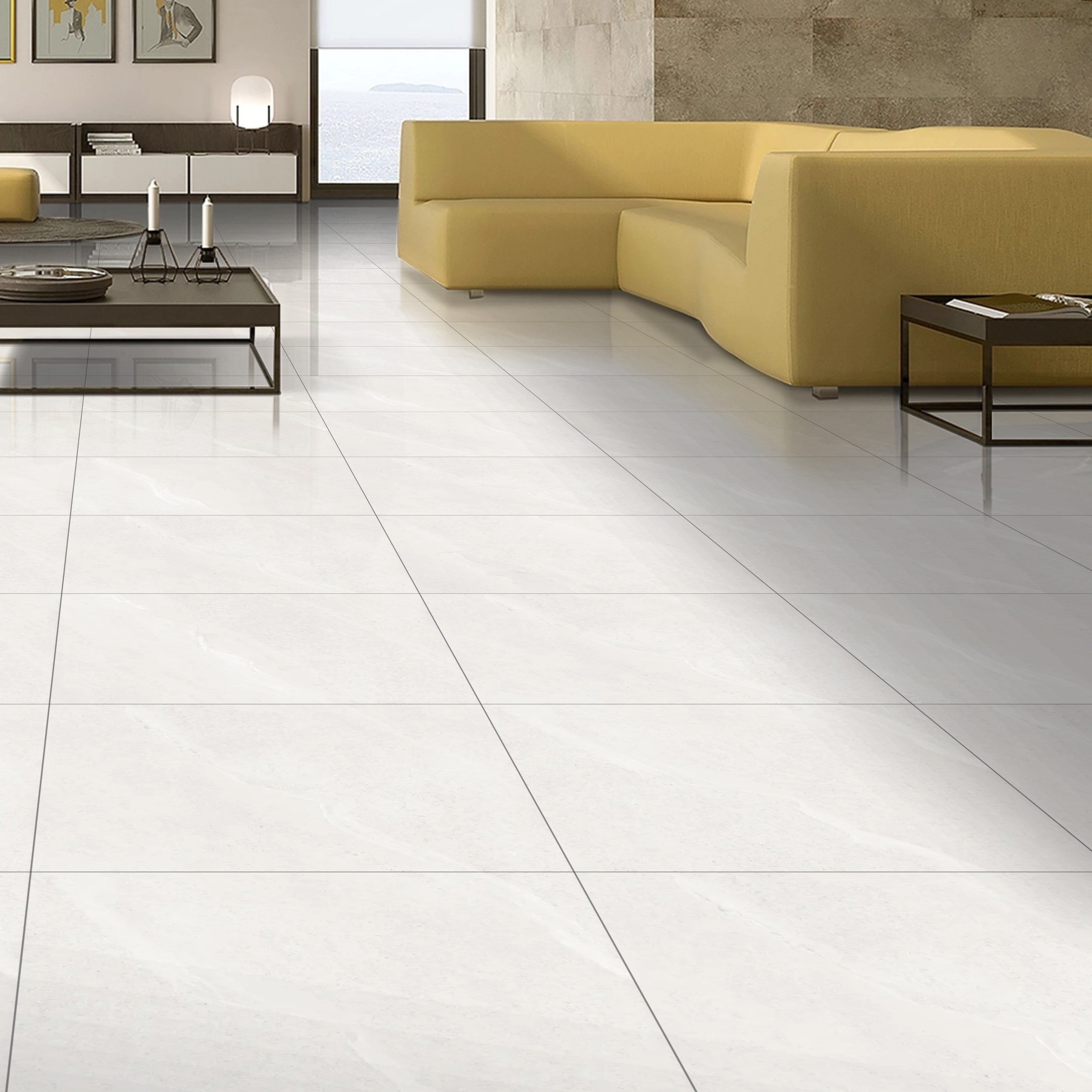 Alpine White Gloss Porcelain 60x60cm Wall and Floor Tiles