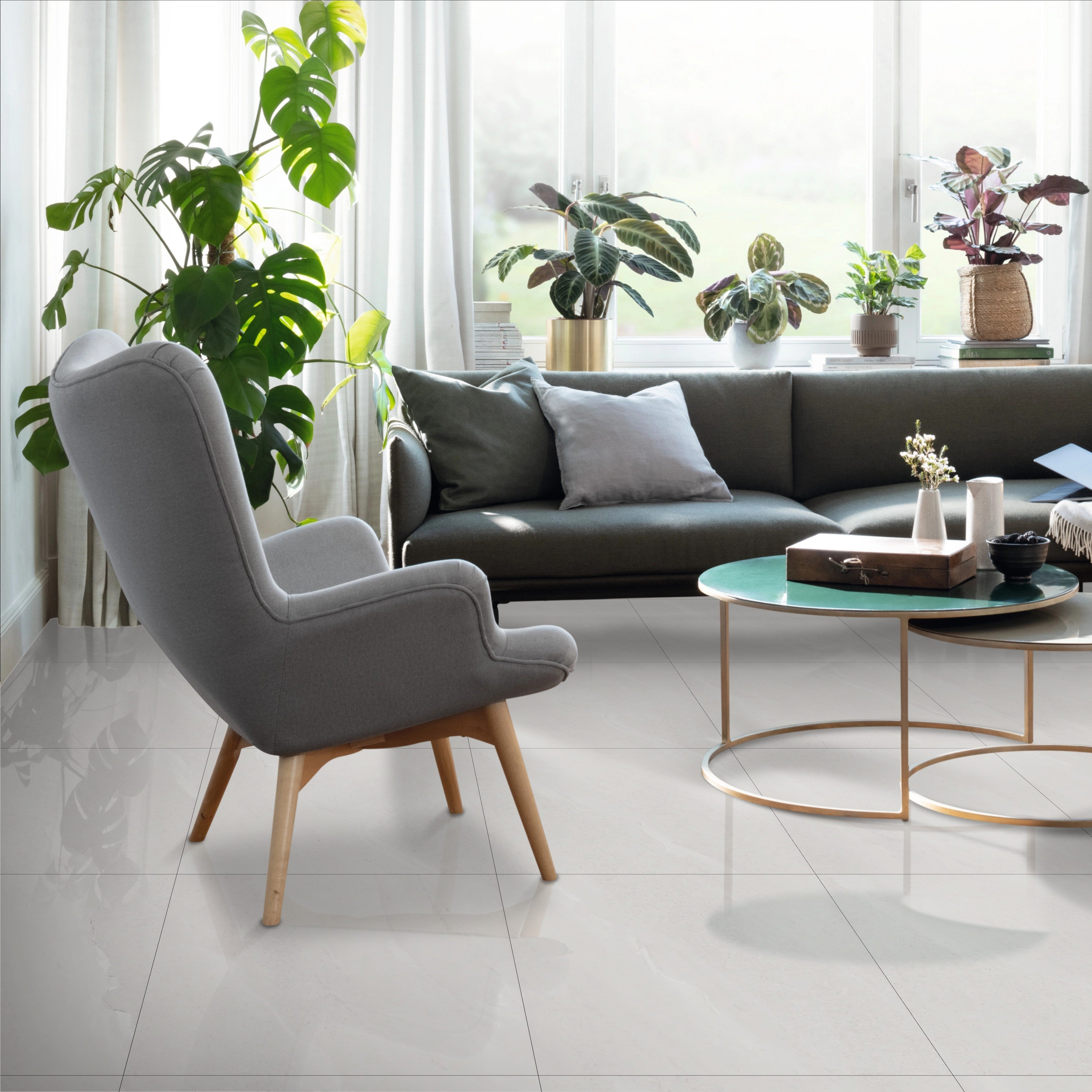 Alpine White Gloss Porcelain 60x60cm Wall and Floor Tiles