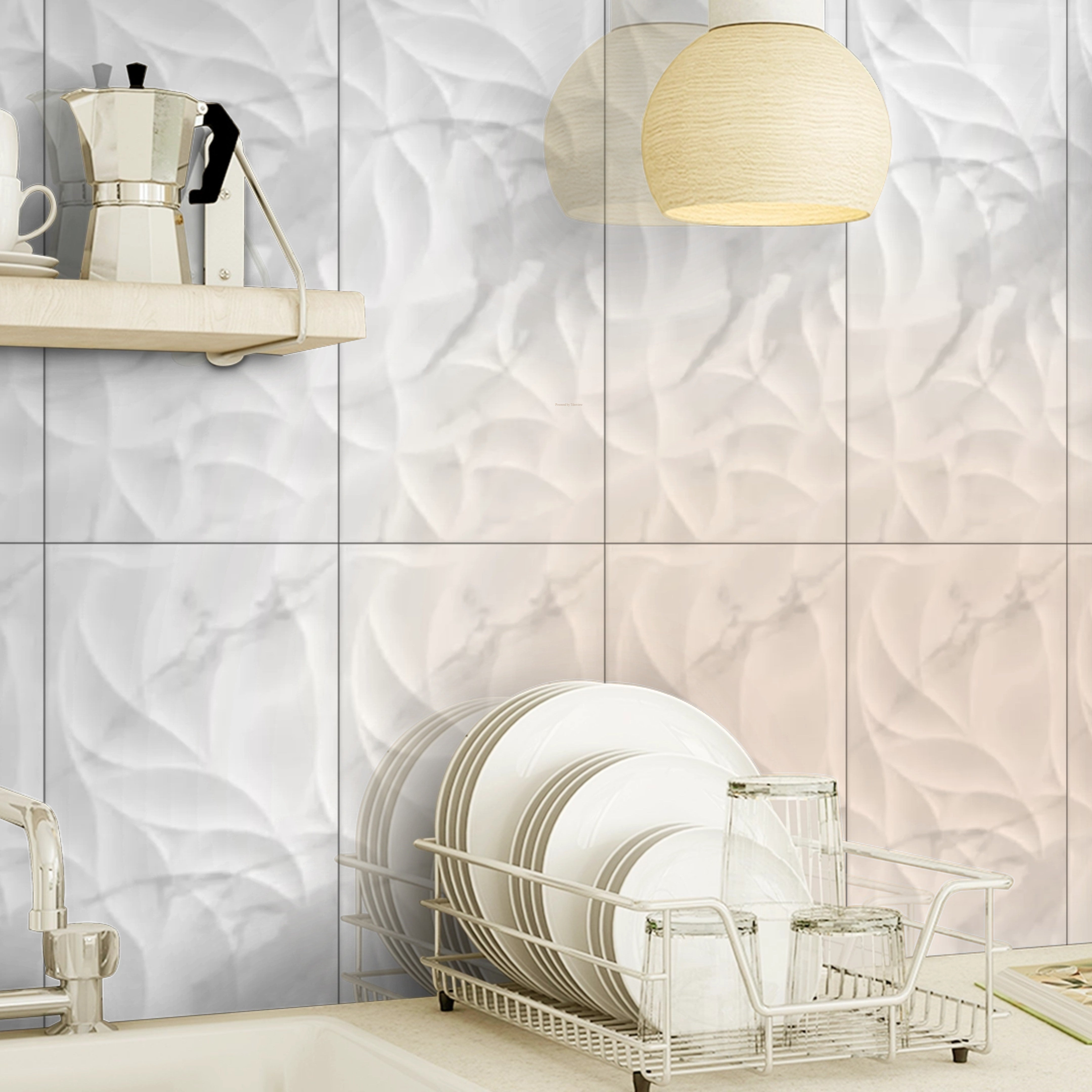 Ardour White Marble Gloss Ceramic Wall Tiles 29.5x90cm