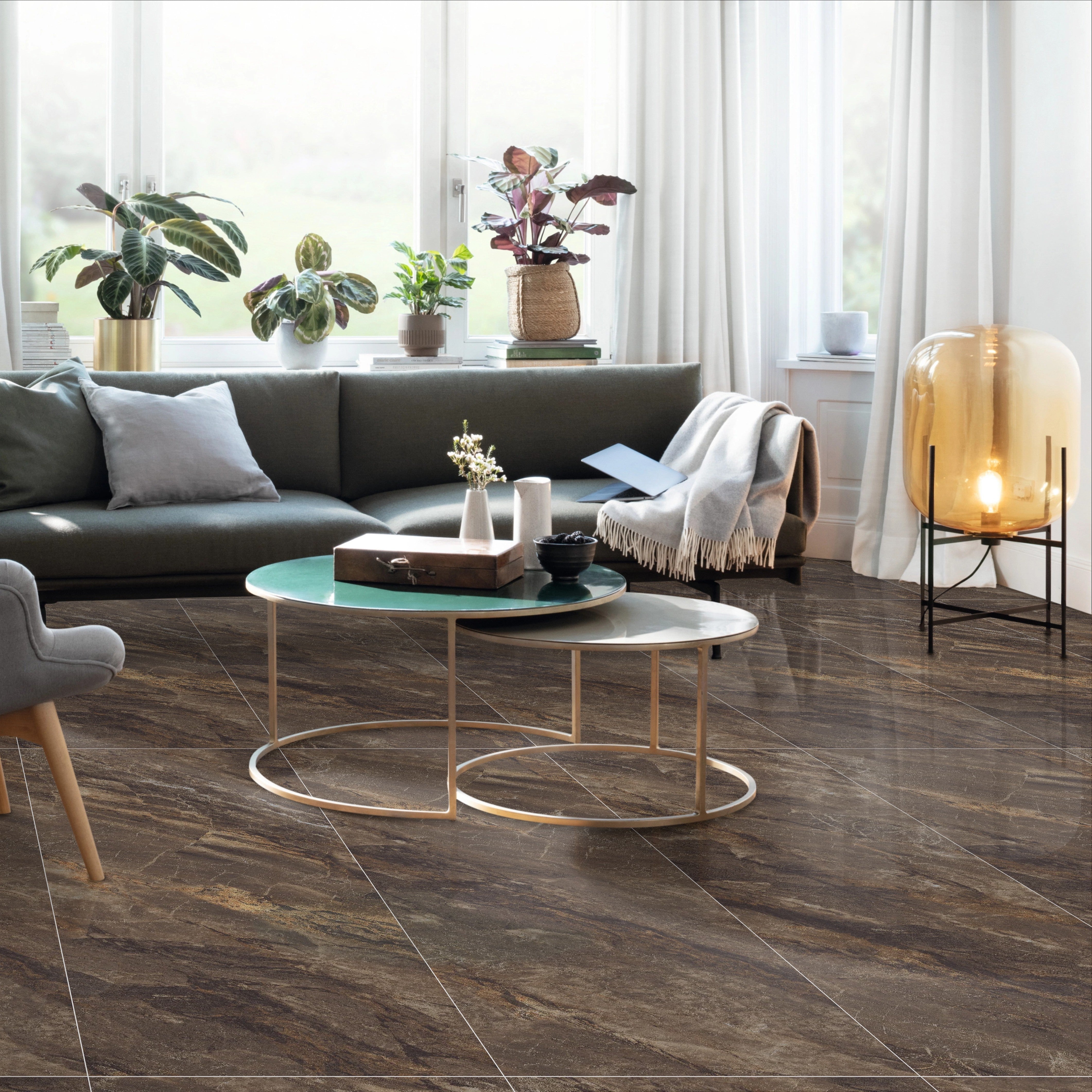 Bruno Brown High Gloss Porcelain 60x120cm Wall Floor Tiles