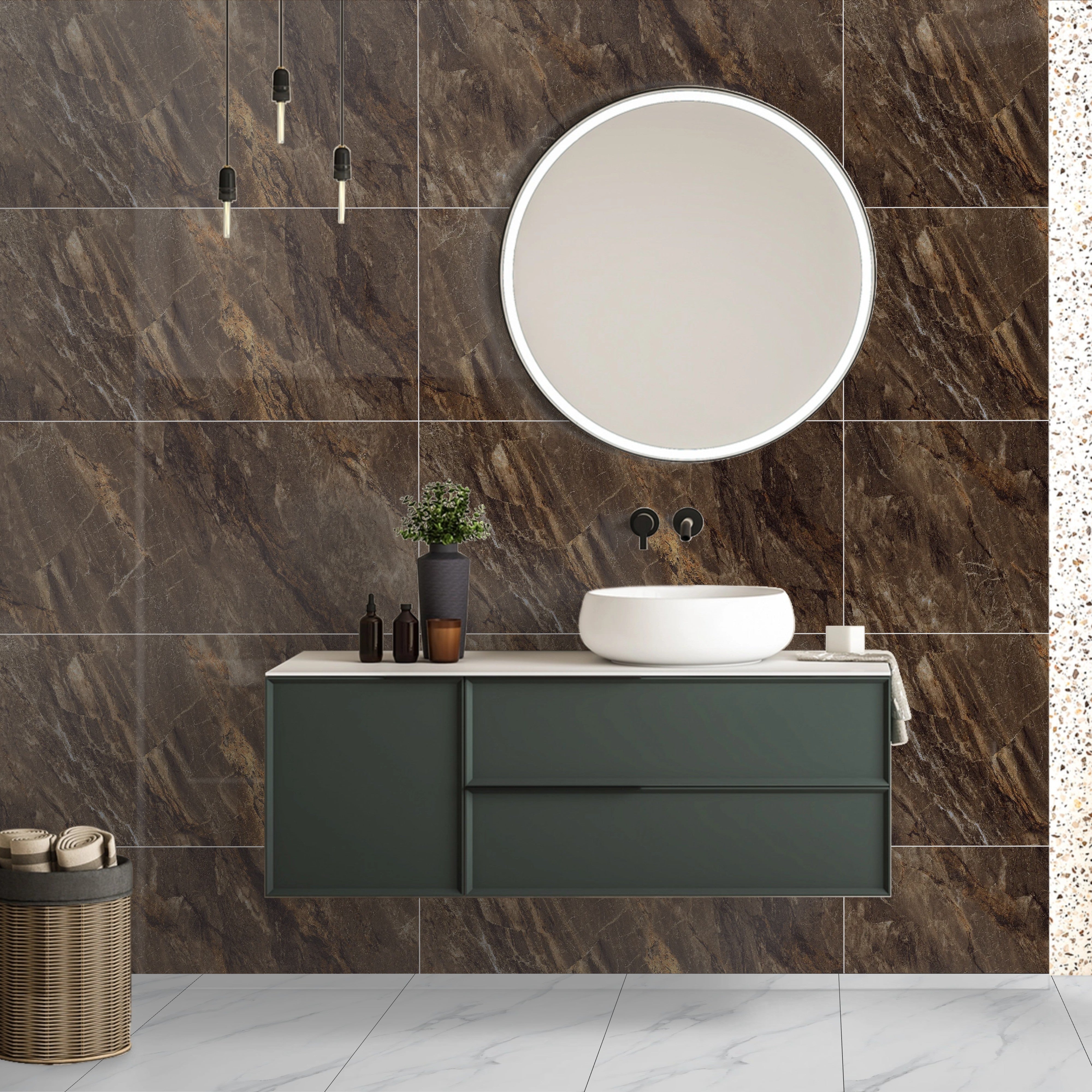 Bruno Brown High Gloss Porcelain 60x120cm Wall Floor Tiles