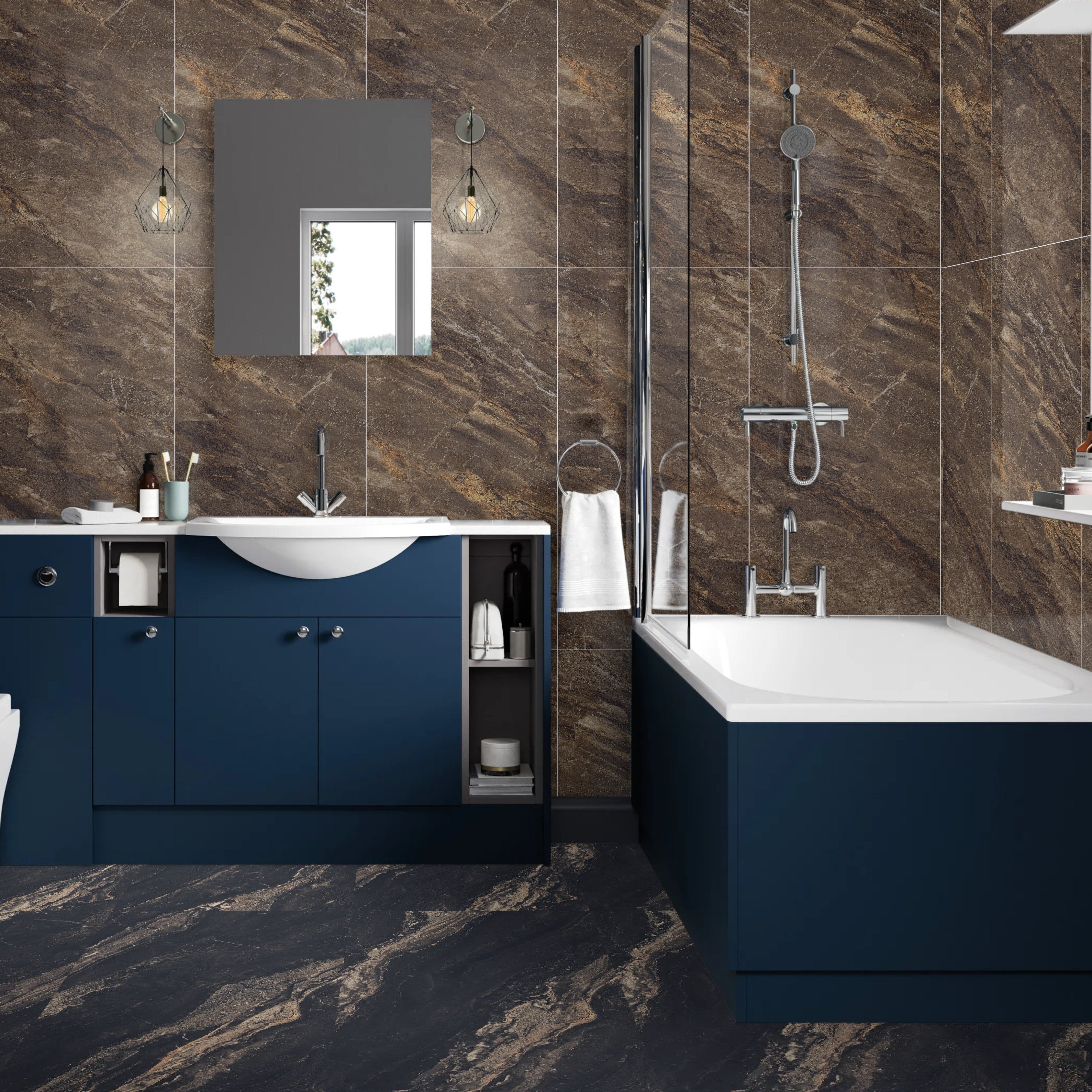 Bruno Brown High Gloss Porcelain 60x120cm Wall Floor Tiles