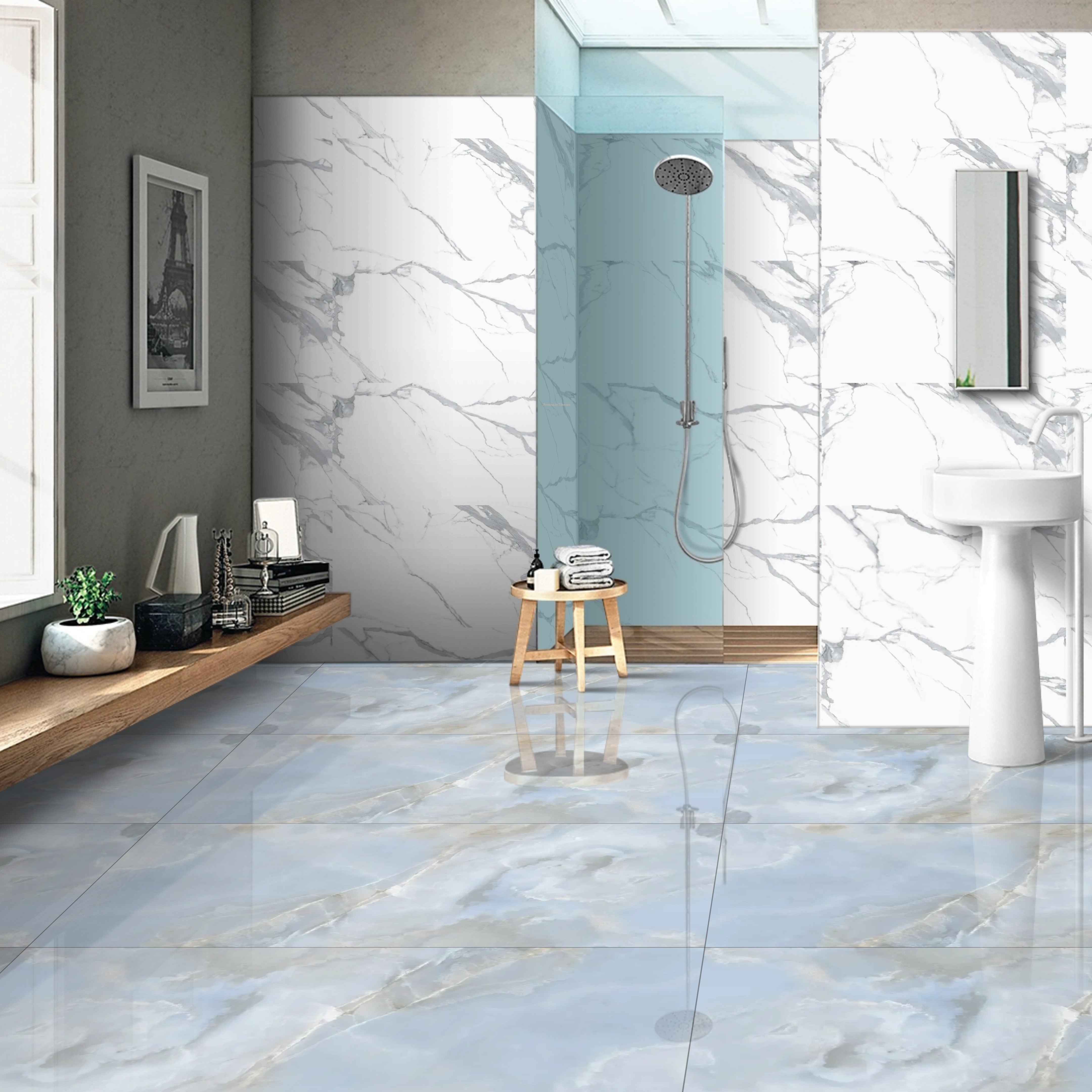 Wellspring Blue Onyx  tiles 60x120cm Gloss Porcelain Tiles