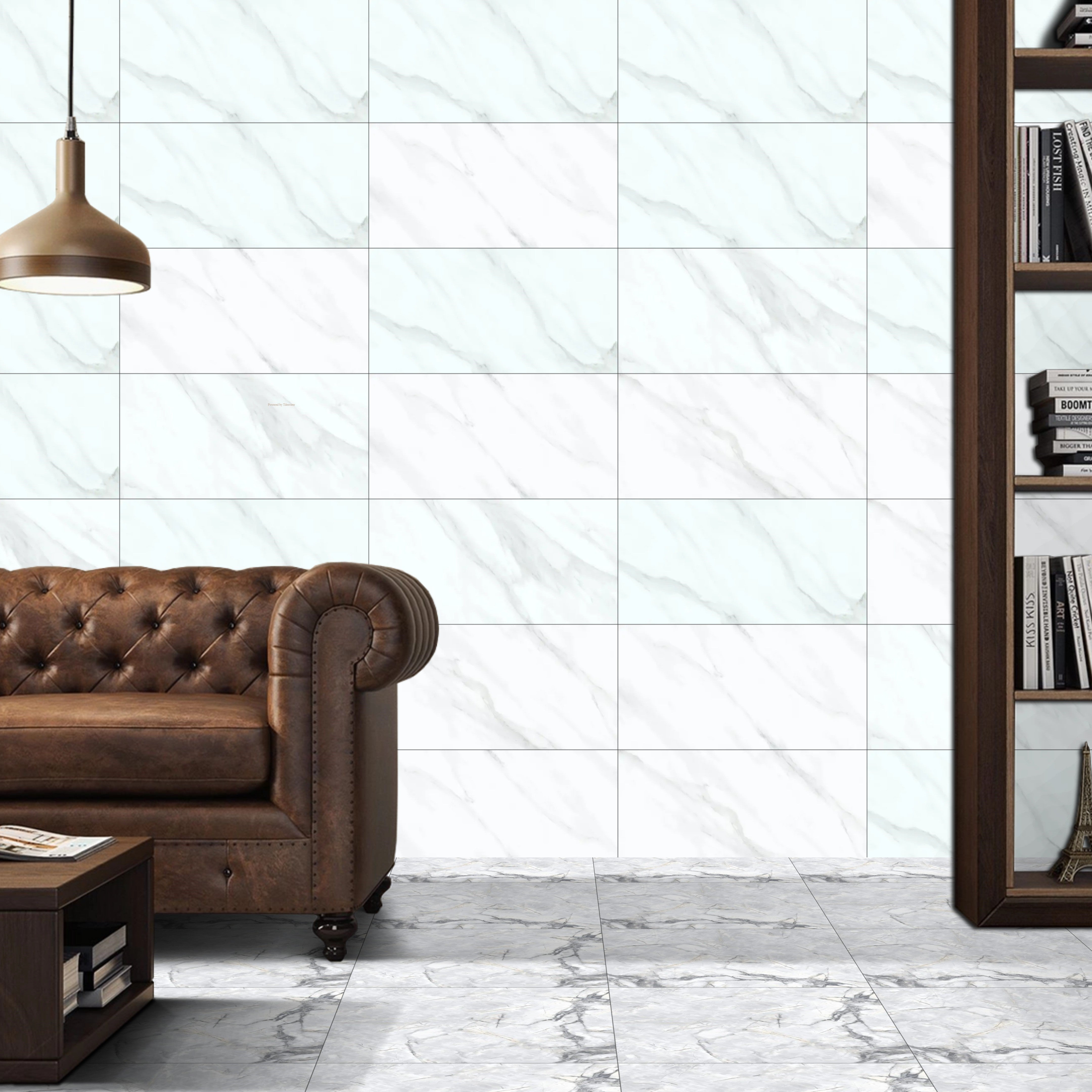 Autumn Sugar Finish White Marble Effect Ceramic Wall Rectified Tiles