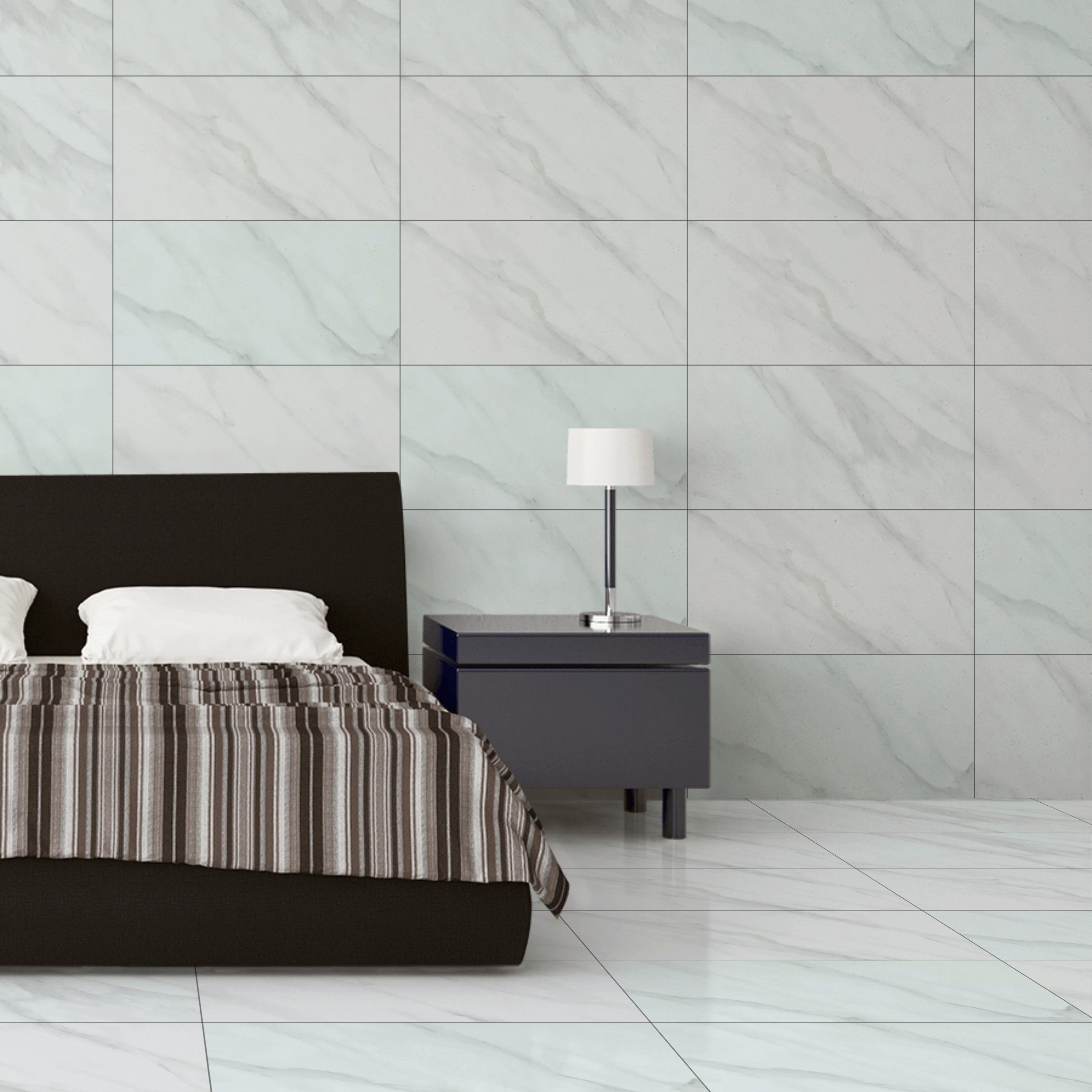 Autumn Sugar Finish White Marble Effect Ceramic Wall Rectified Tiles