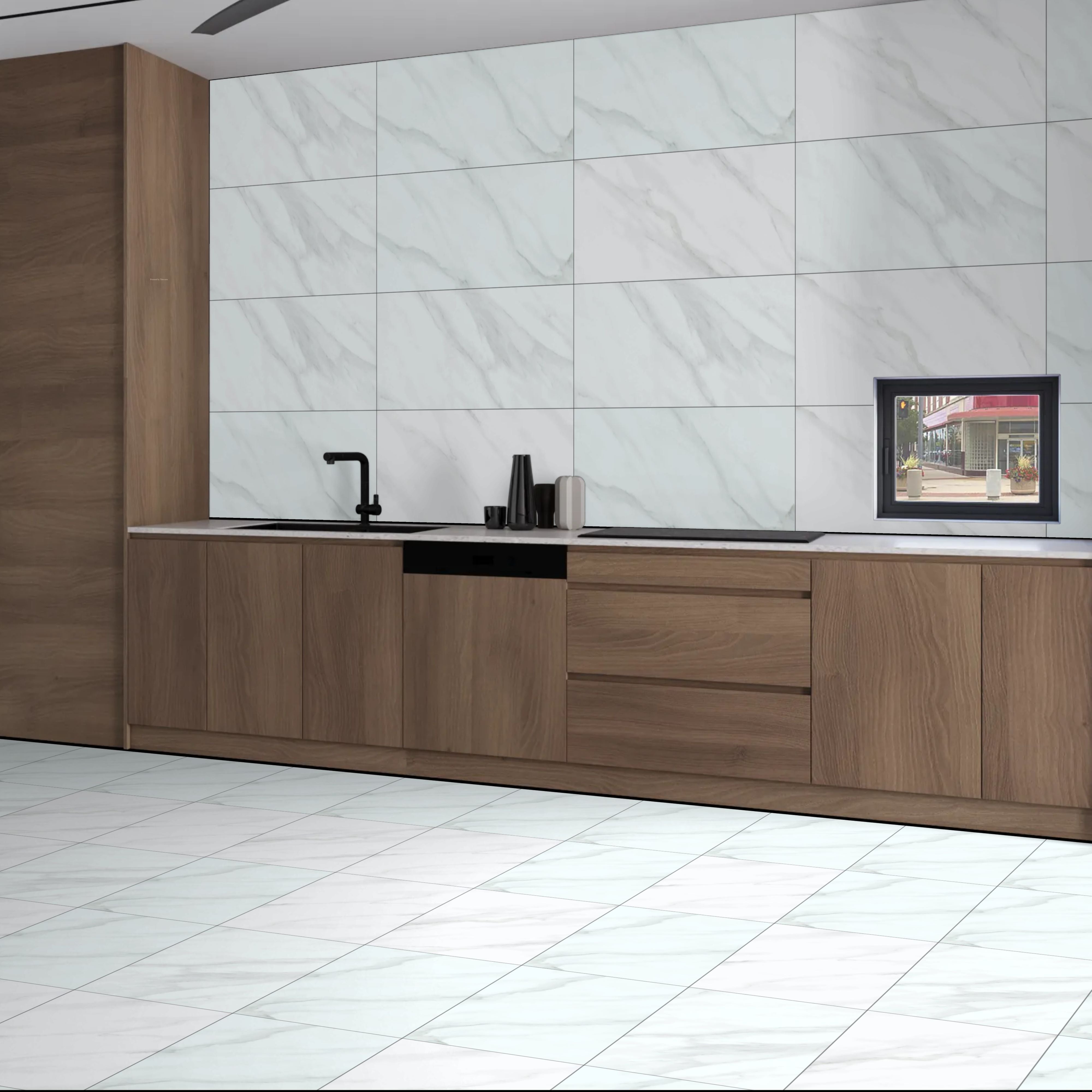 Autumn Sugar Finish White Marble Effect Ceramic Wall Rectified Tiles