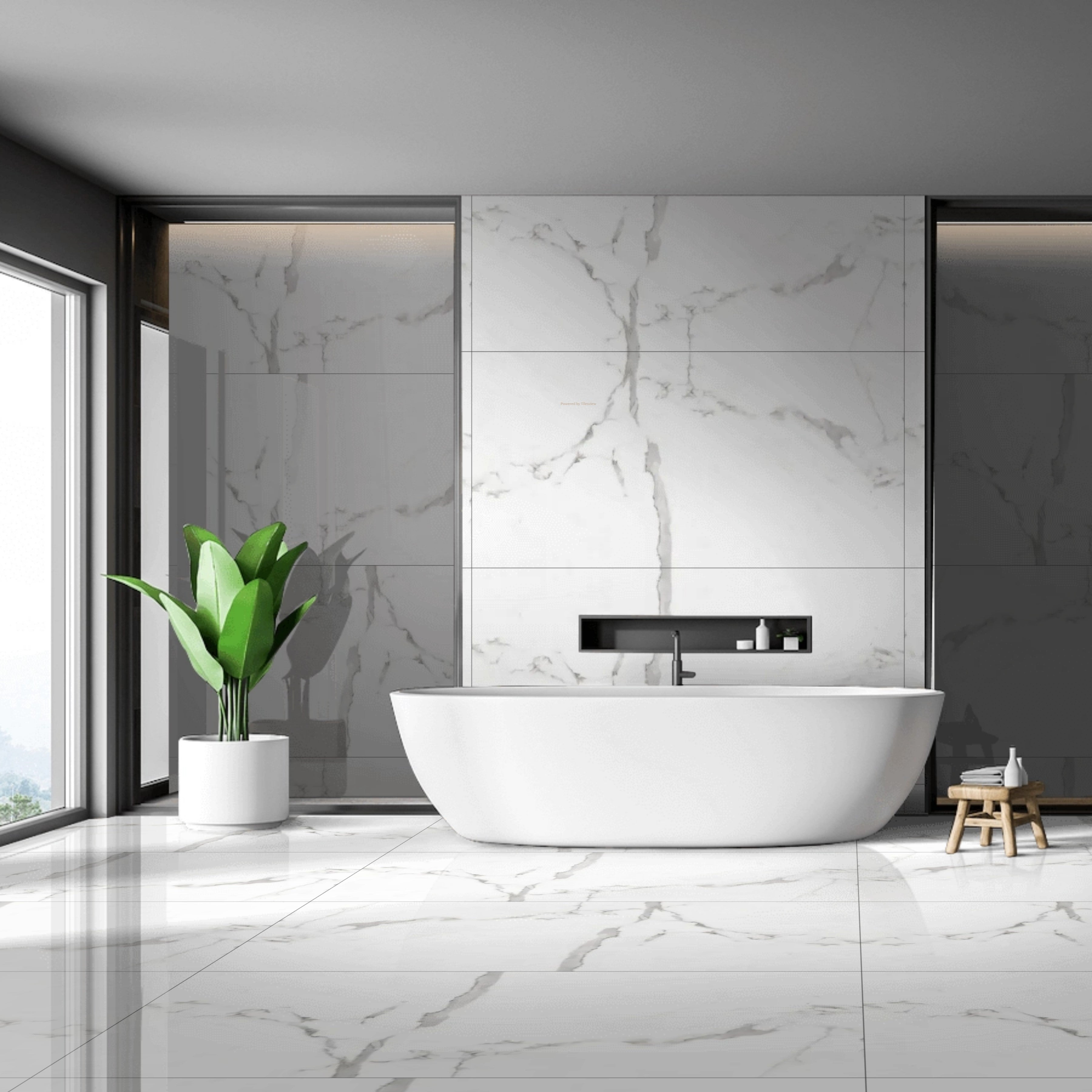 Gleam Calacuta White Marble Polished Porcelain Rectified Wall Floor Tile 60x120cm