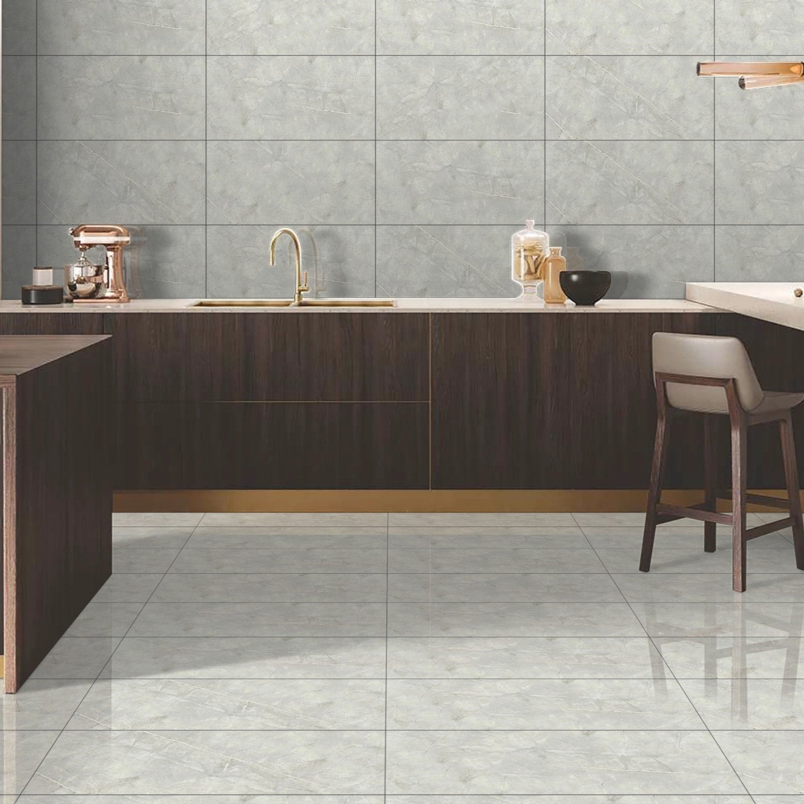 Charles Grey Gloss Ceramic Bathroom Kitchen Wall Tile 30x60cm