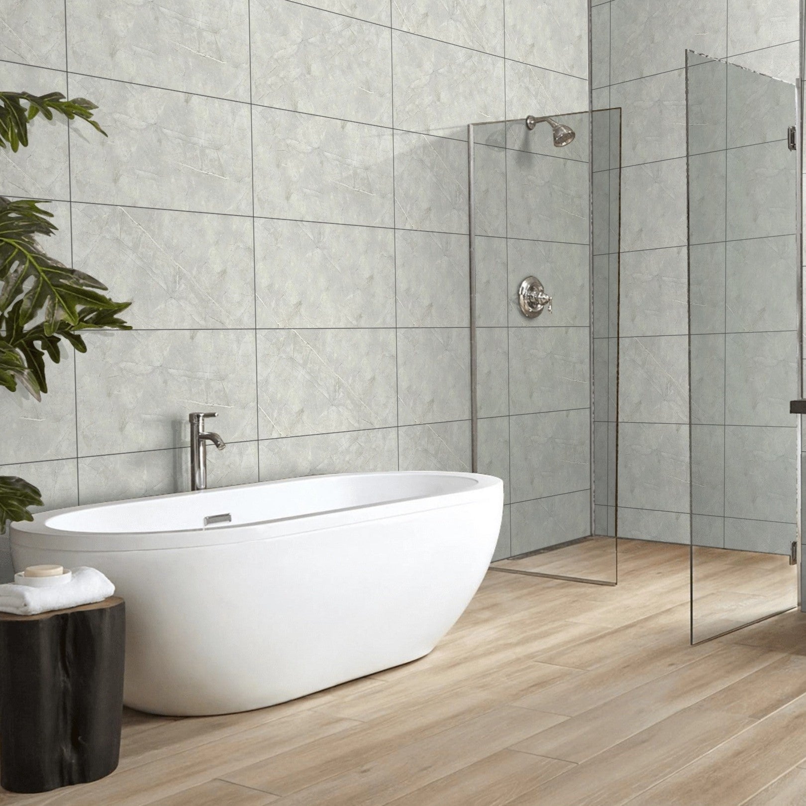 Charles Grey Gloss Ceramic Bathroom Kitchen Wall Tile 30x60cm