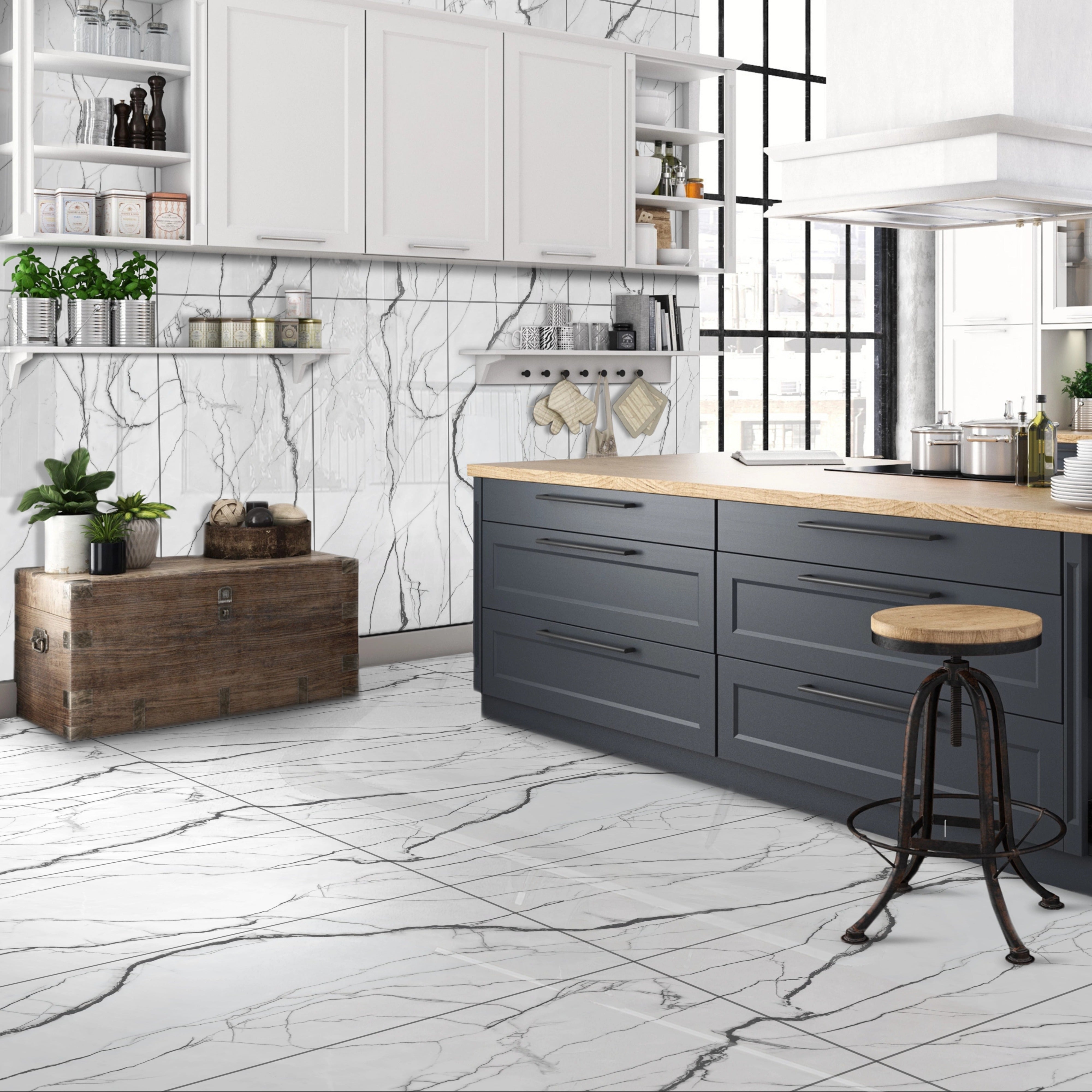Classic Black Vein Gloss 60X120cm Porcelain Bathroom Kitchen Wall Floor Tile