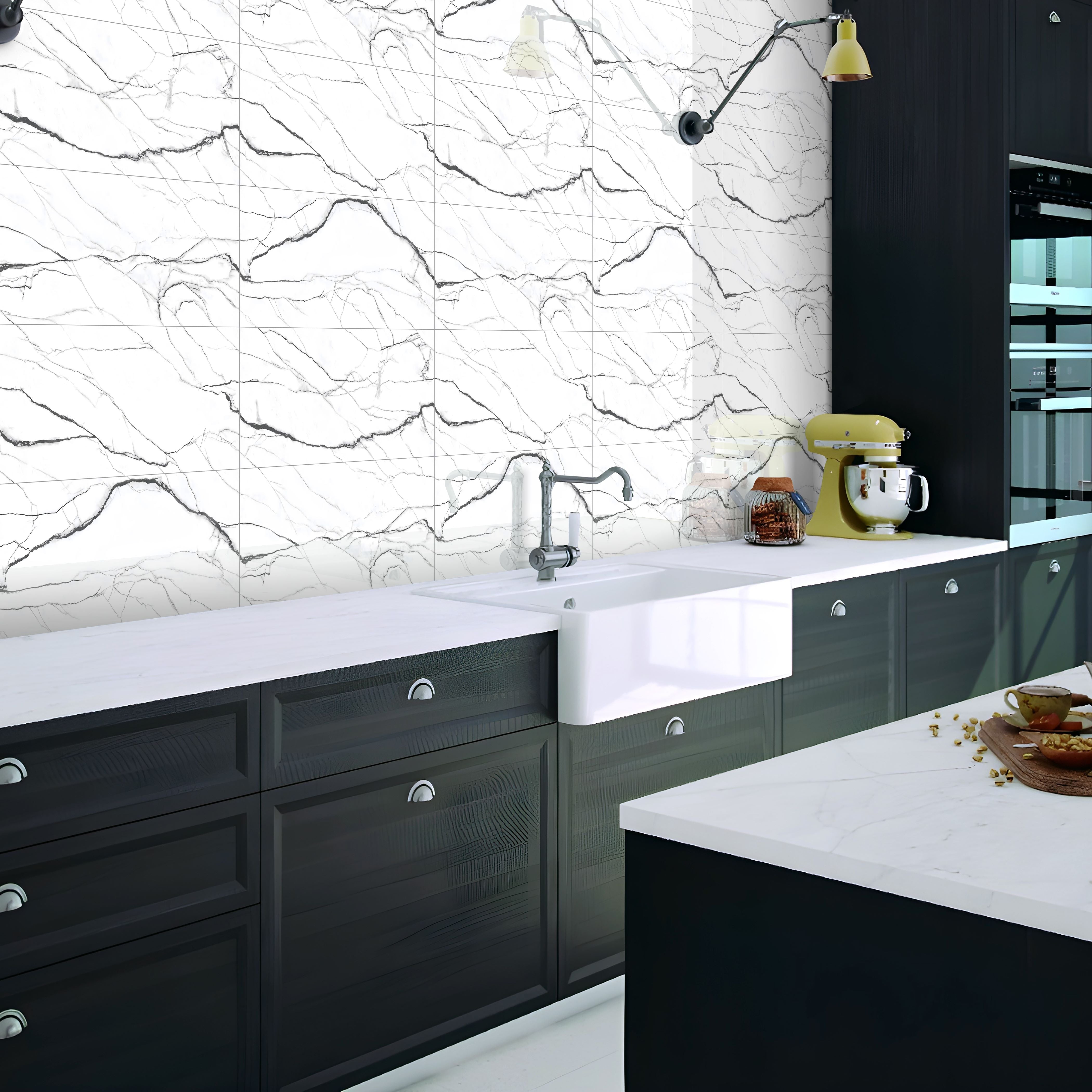 Classic Black Vein Gloss 30X60cm Bathroom Kitchen Ceramic Wall Tile