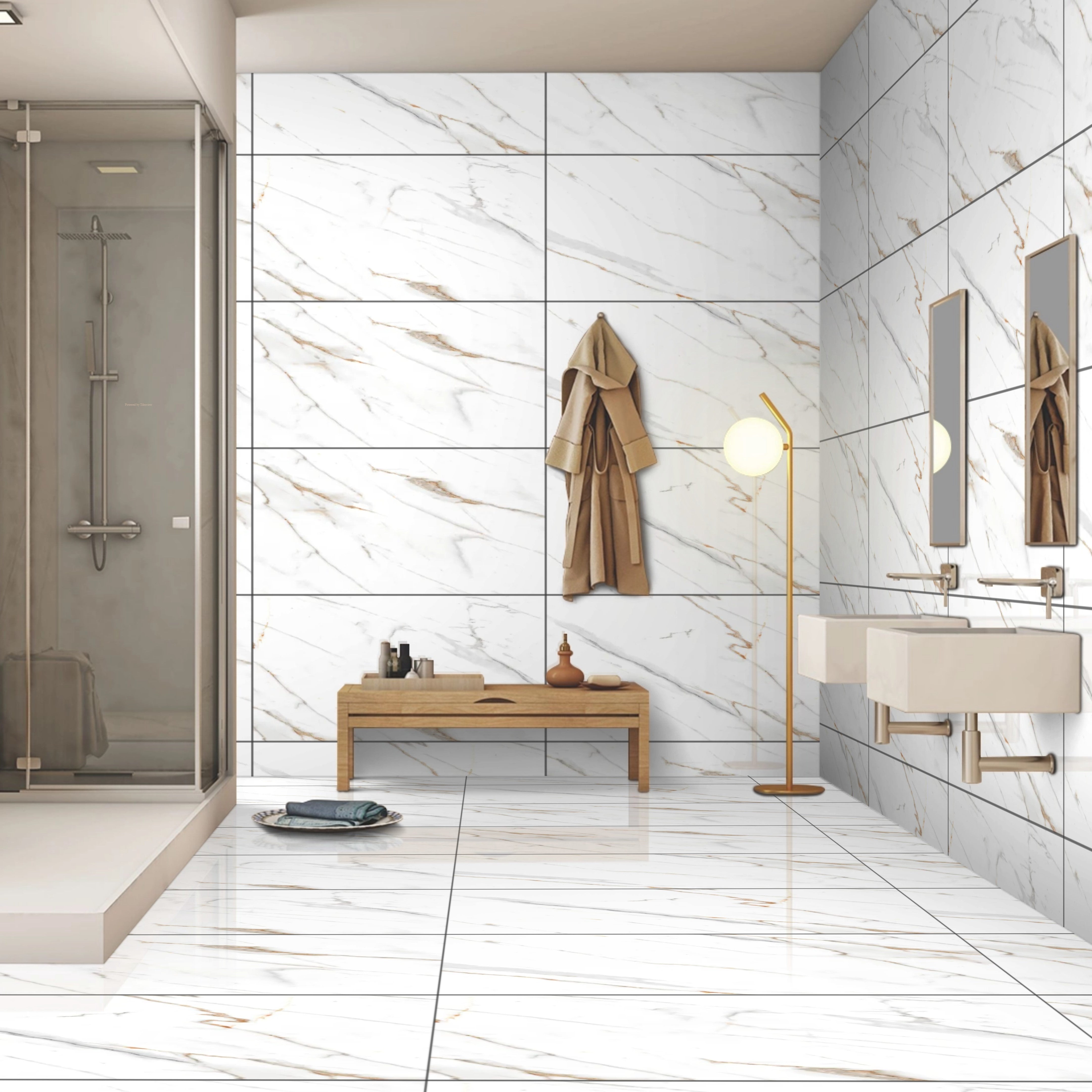 Golden Carrara Gloss Porcelain 60x120cm  Wall and Floor Tiles