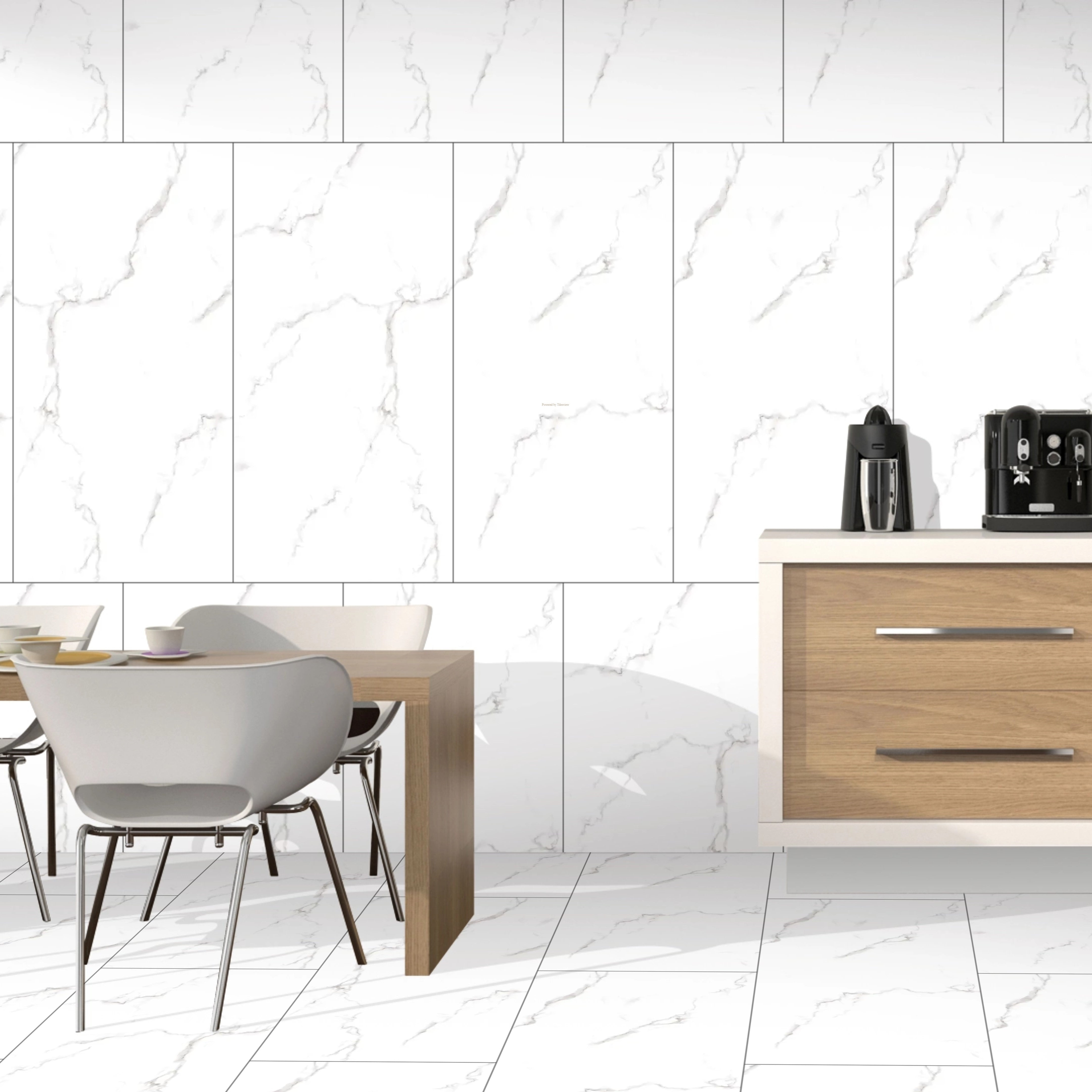 Mirage Pearl Marble Effect Gloss Porcelain 60x120cm Wall and Floor Tiles