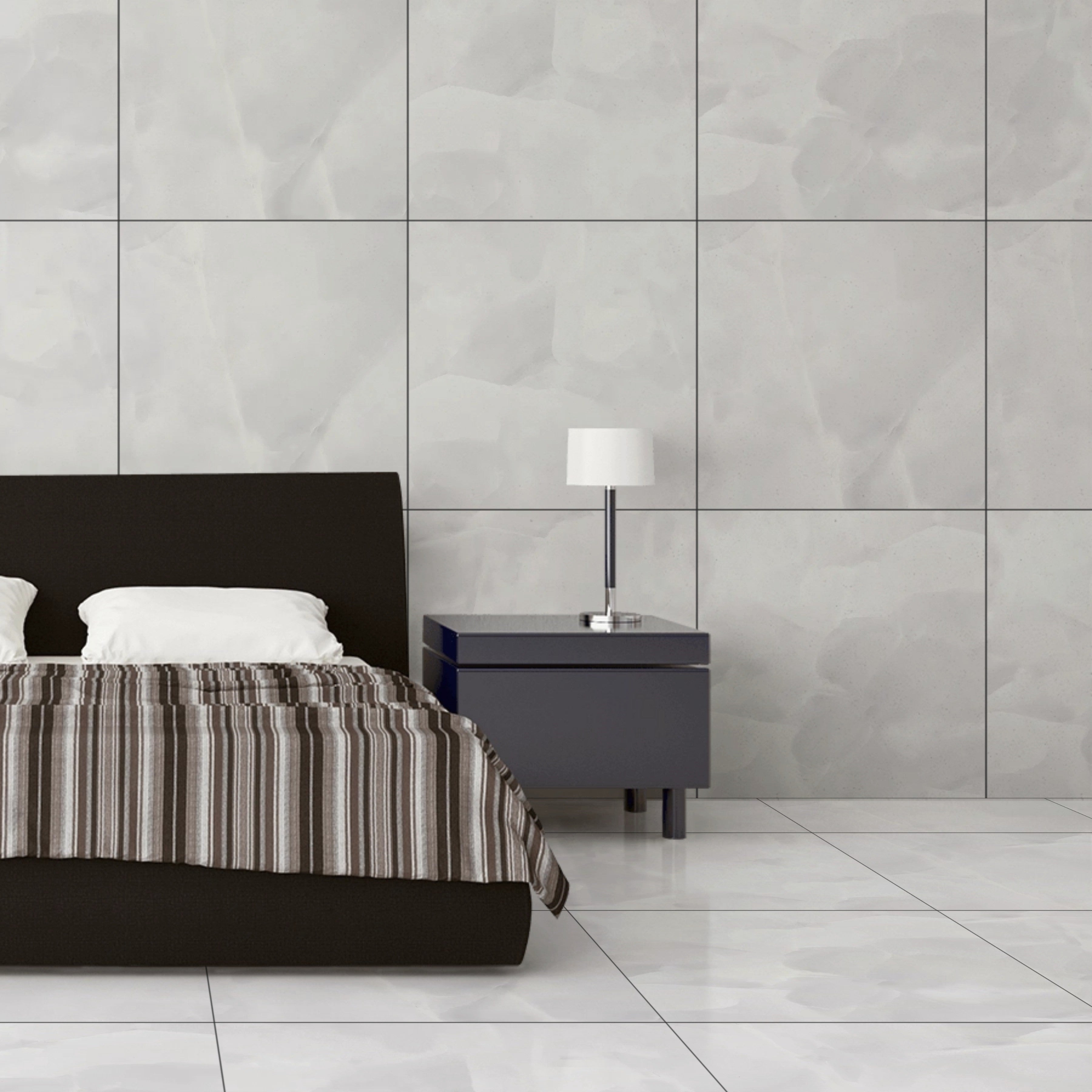 Moonlit White Onyx Gloss Porcelain 60x60cm Wall and Floor Tiles