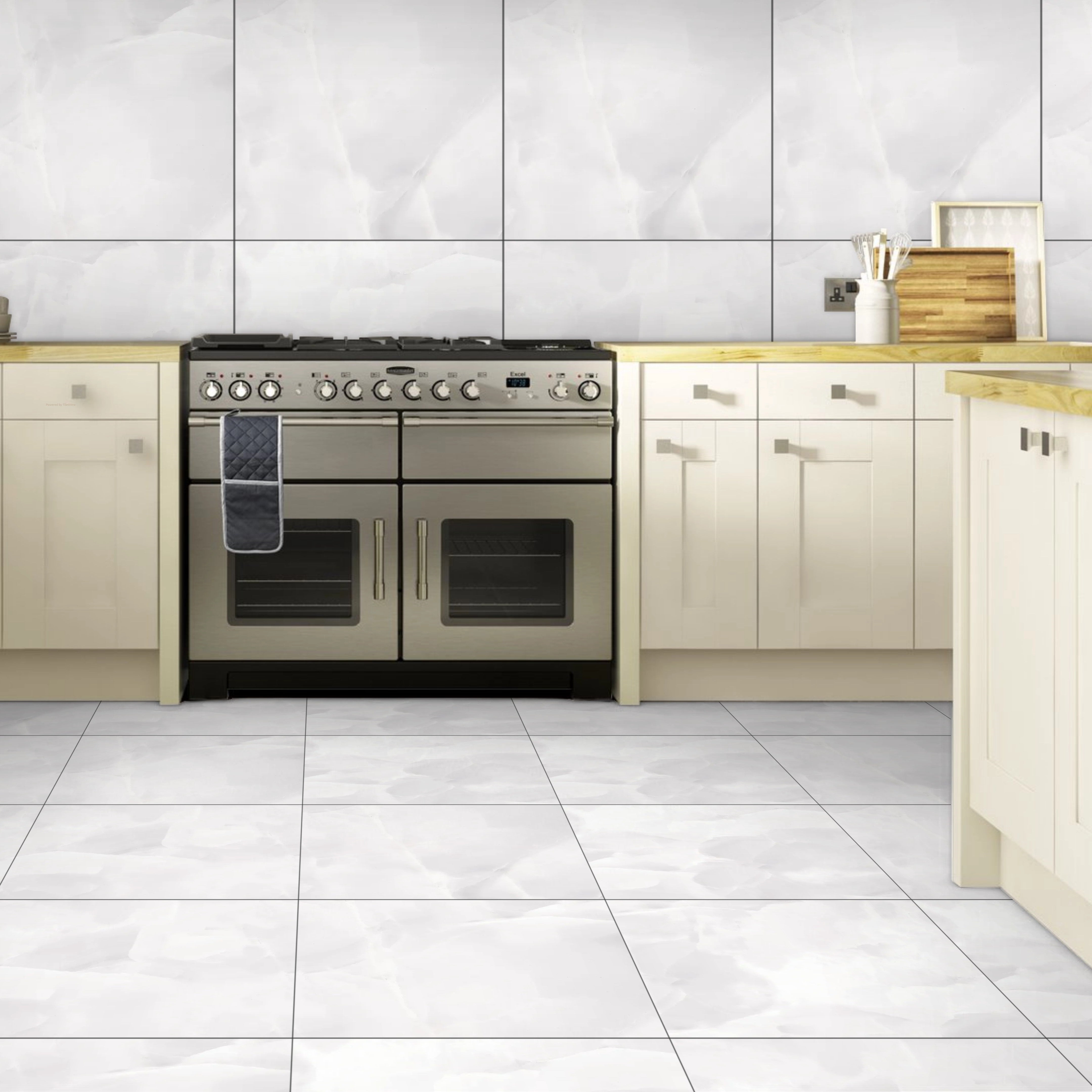 Moonlit White Onyx Gloss Porcelain 60x60cm Wall and Floor Tiles