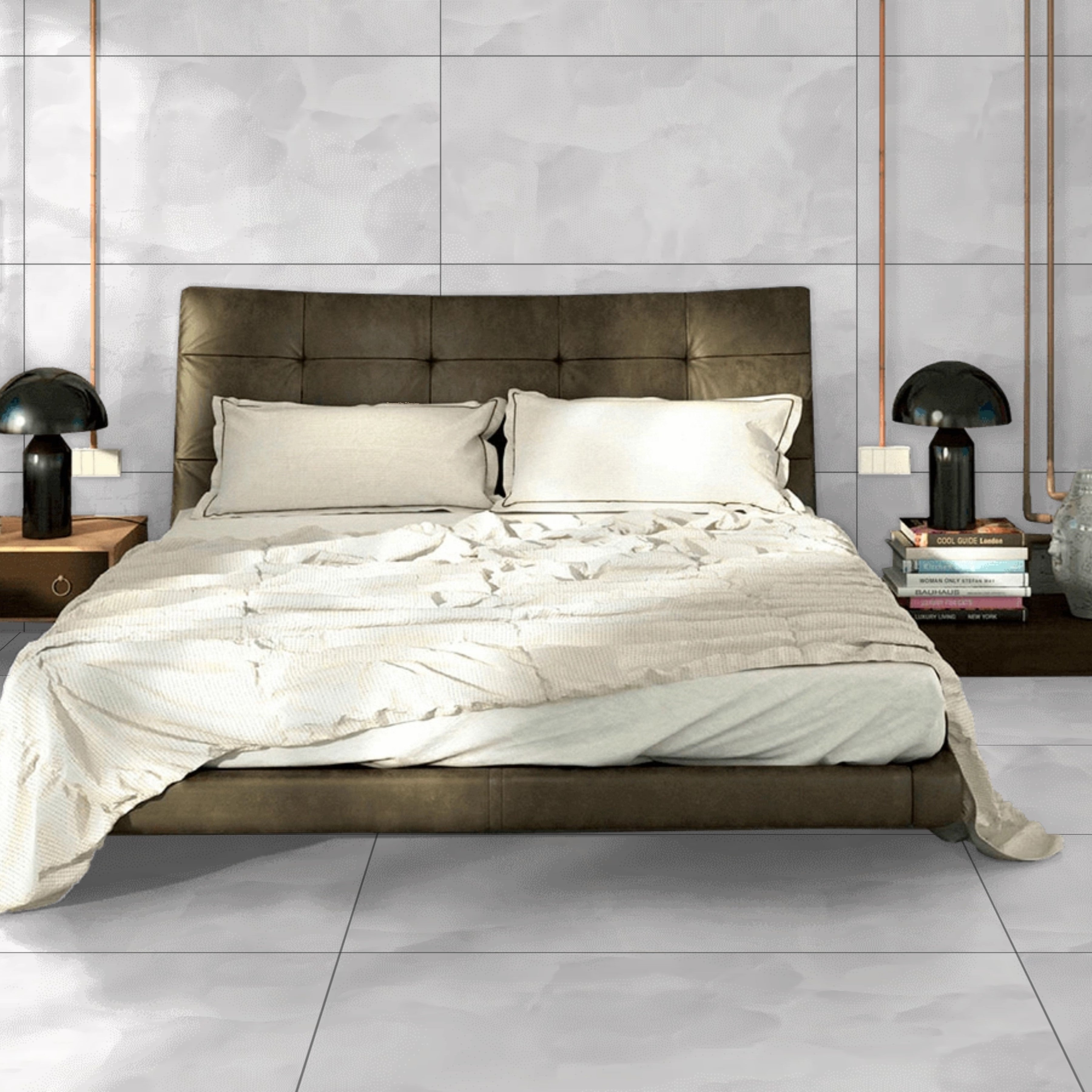 Moonlit White Onyx Gloss Porcelain 60x120cm Wall and Floor Tiles