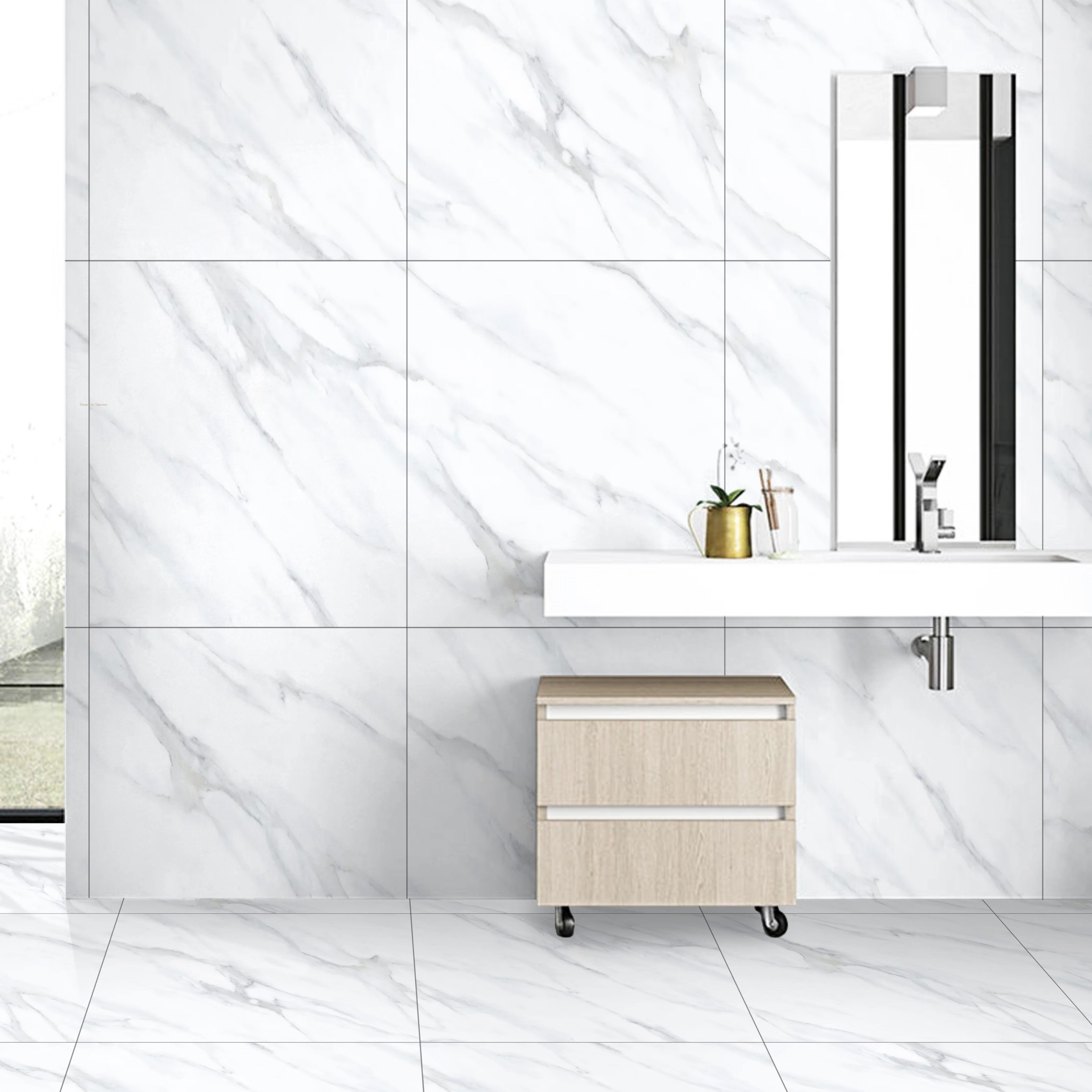 Mirage Pearl Matt Marble Effect Porcelain 60x60cm Kitchen Bathroom Wall and Floor Tile