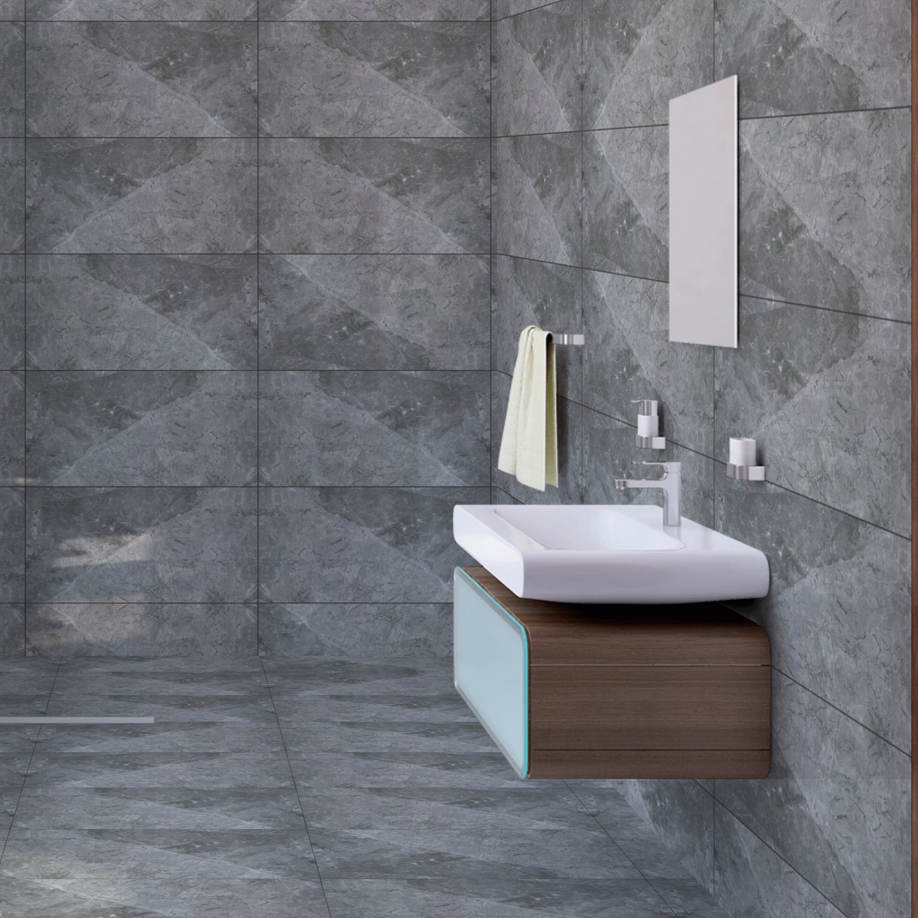 Lejana Grey Gloss Marble Porcelain Wall Floor Tile 30x60cm