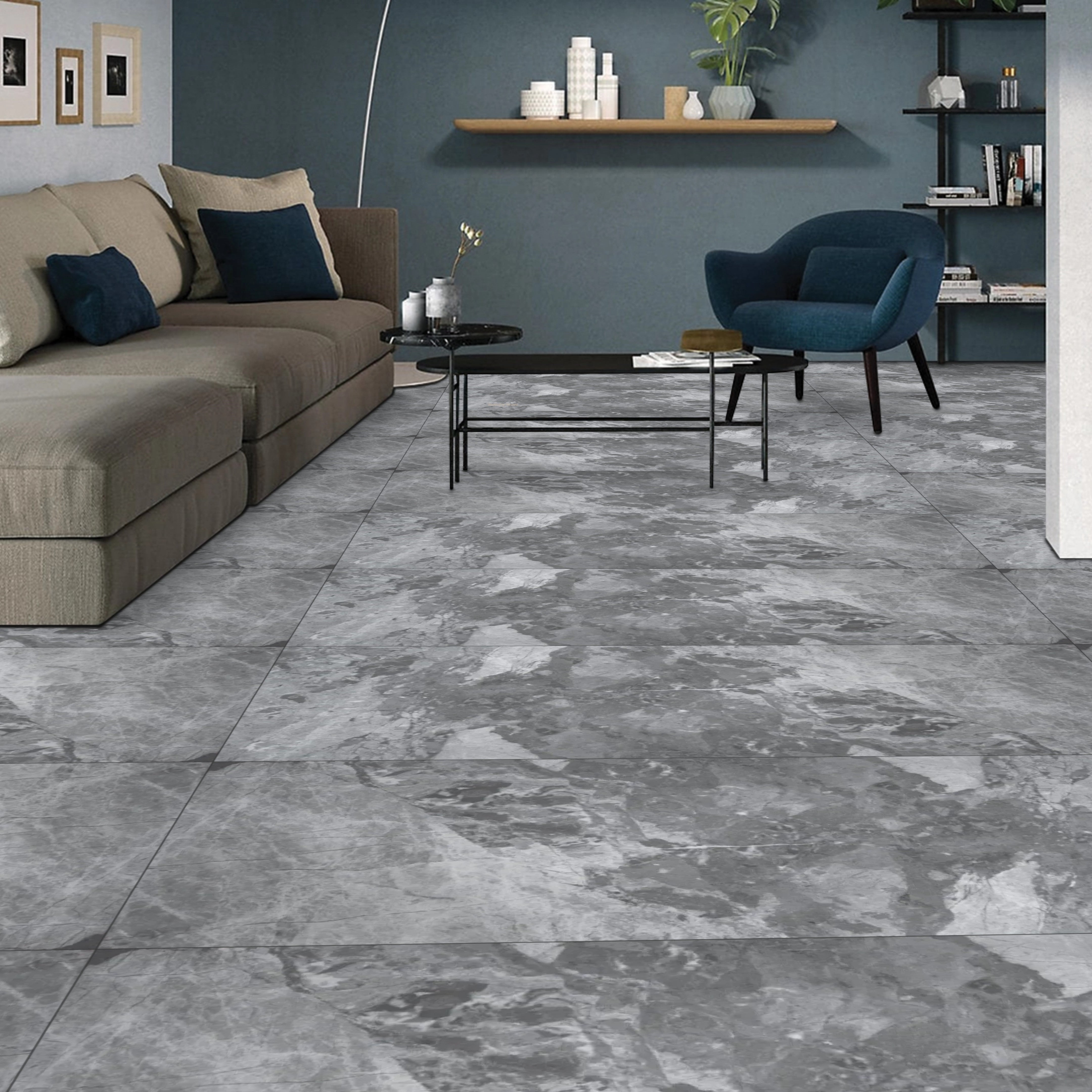 Turkish Mid-Grey Gloss Porcelain Tiles 60x120cm