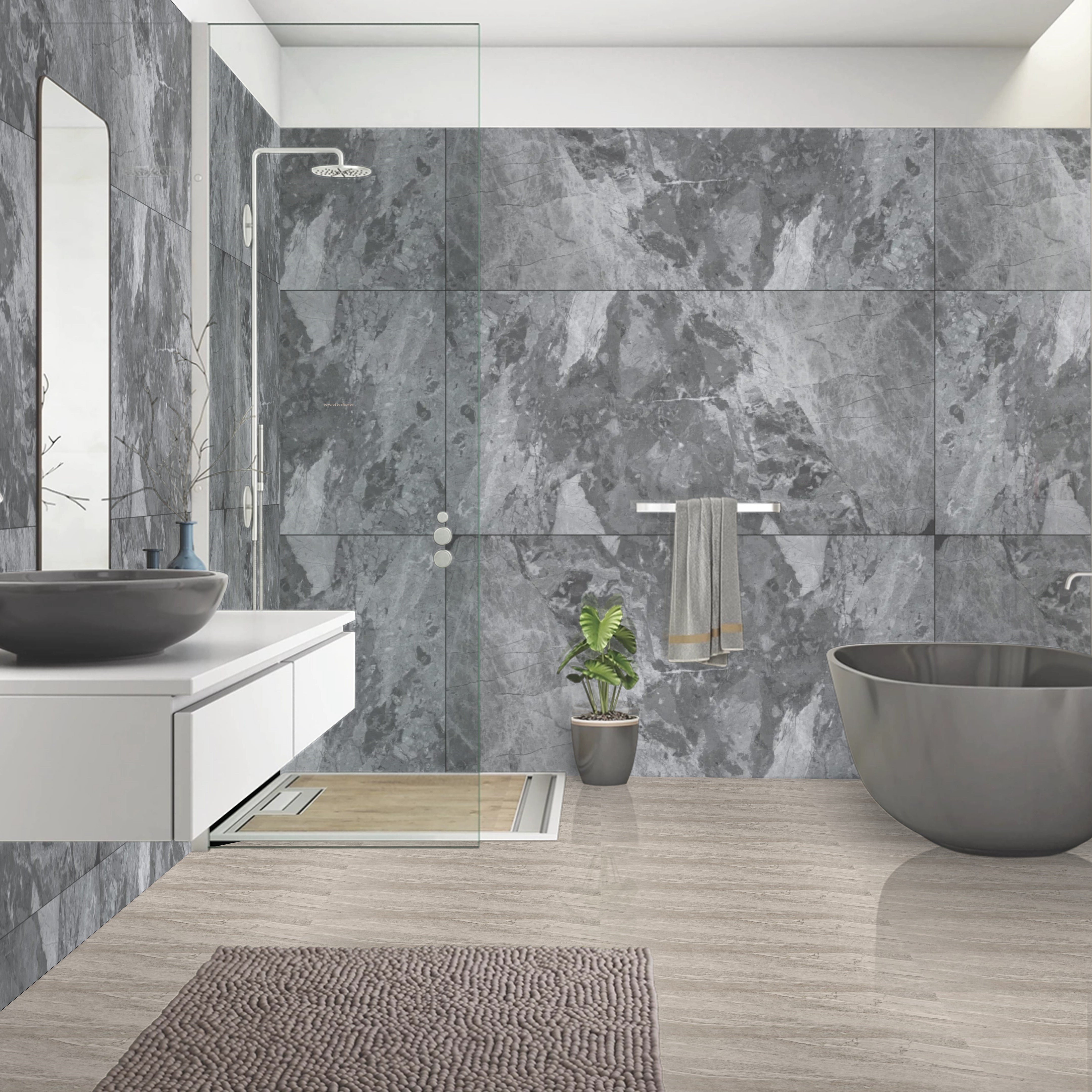 Turkish Mid-Grey Gloss Porcelain Tiles 60x120cm