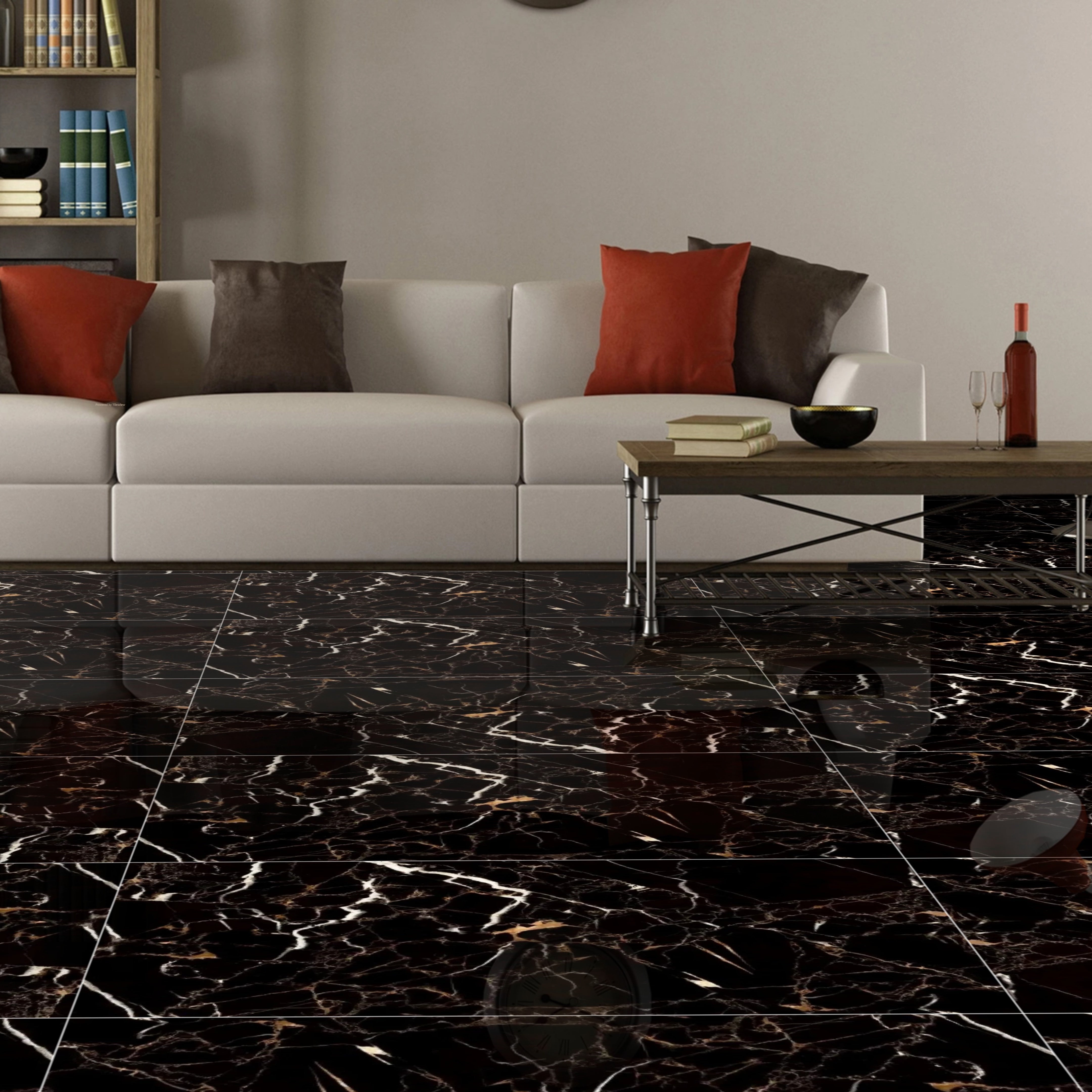 Real Blackgold Gloss Porcelain 60x120cm Wall and Floor Tiles