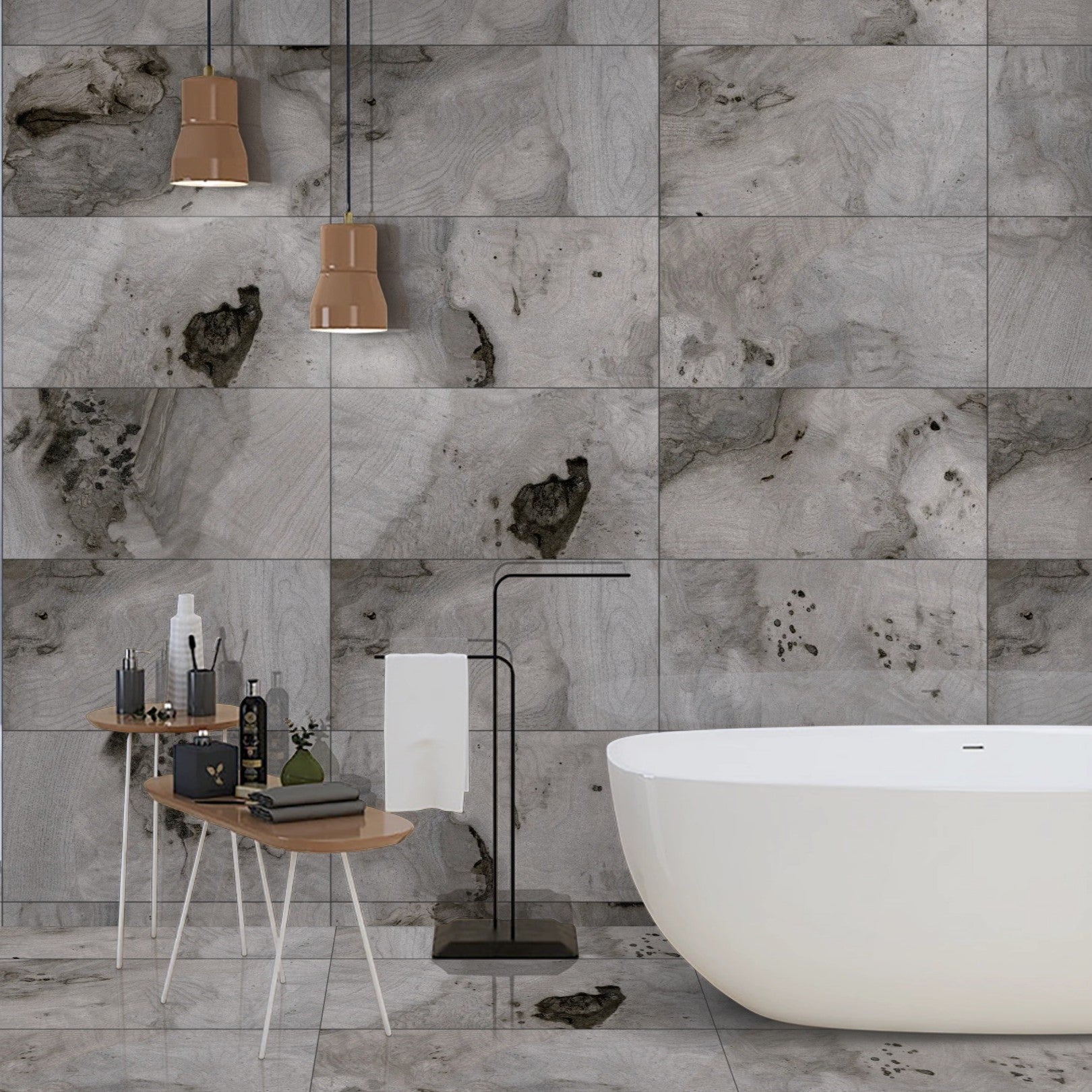 Pebble Mist Grey Porcelain Floor Wall Tiles 30X60cm Kitchen Bathroom Wall Floor Gloss Tiles