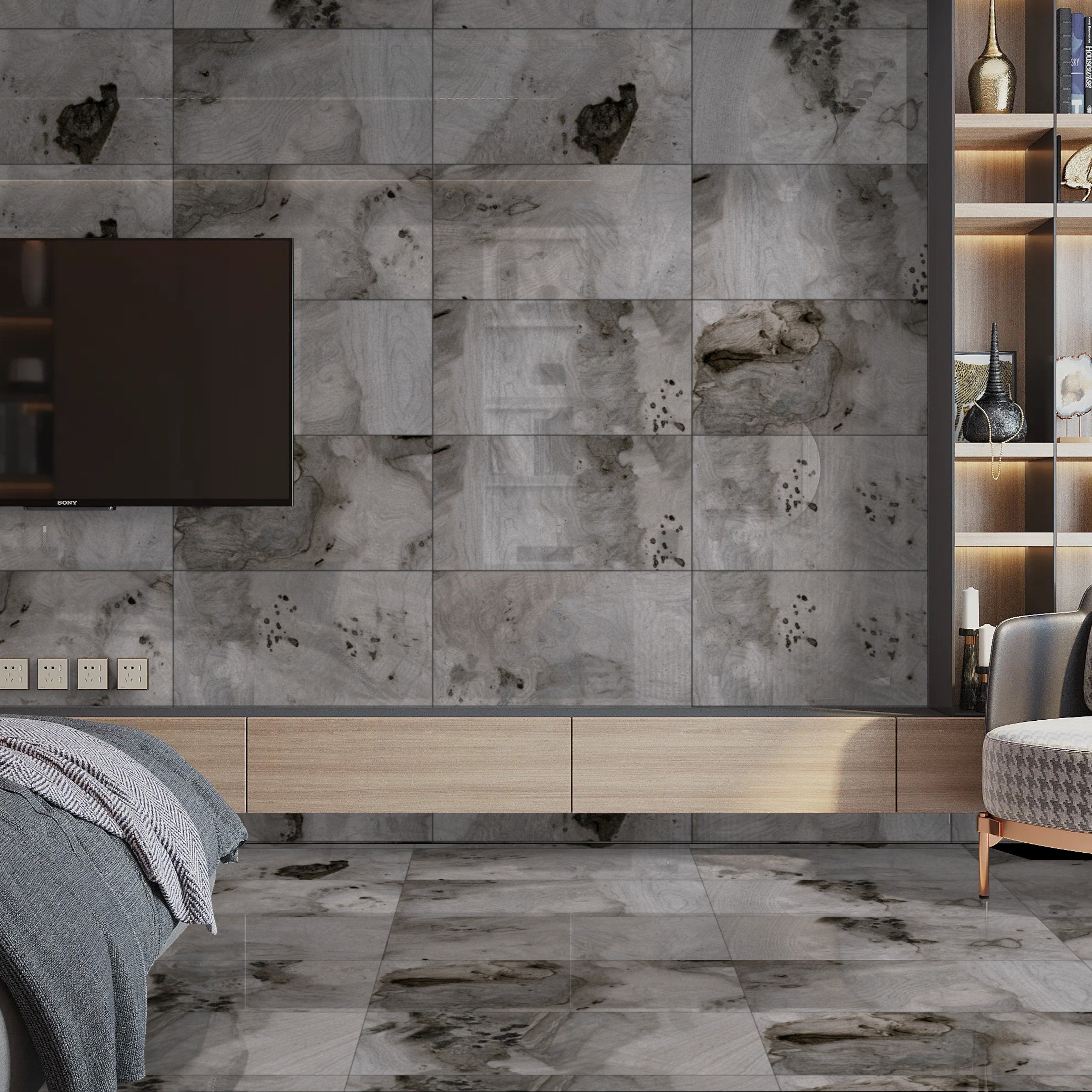 Pebble Mist Grey Porcelain Floor Wall Tiles 30X60cm Kitchen Bathroom Wall Floor Gloss Tiles