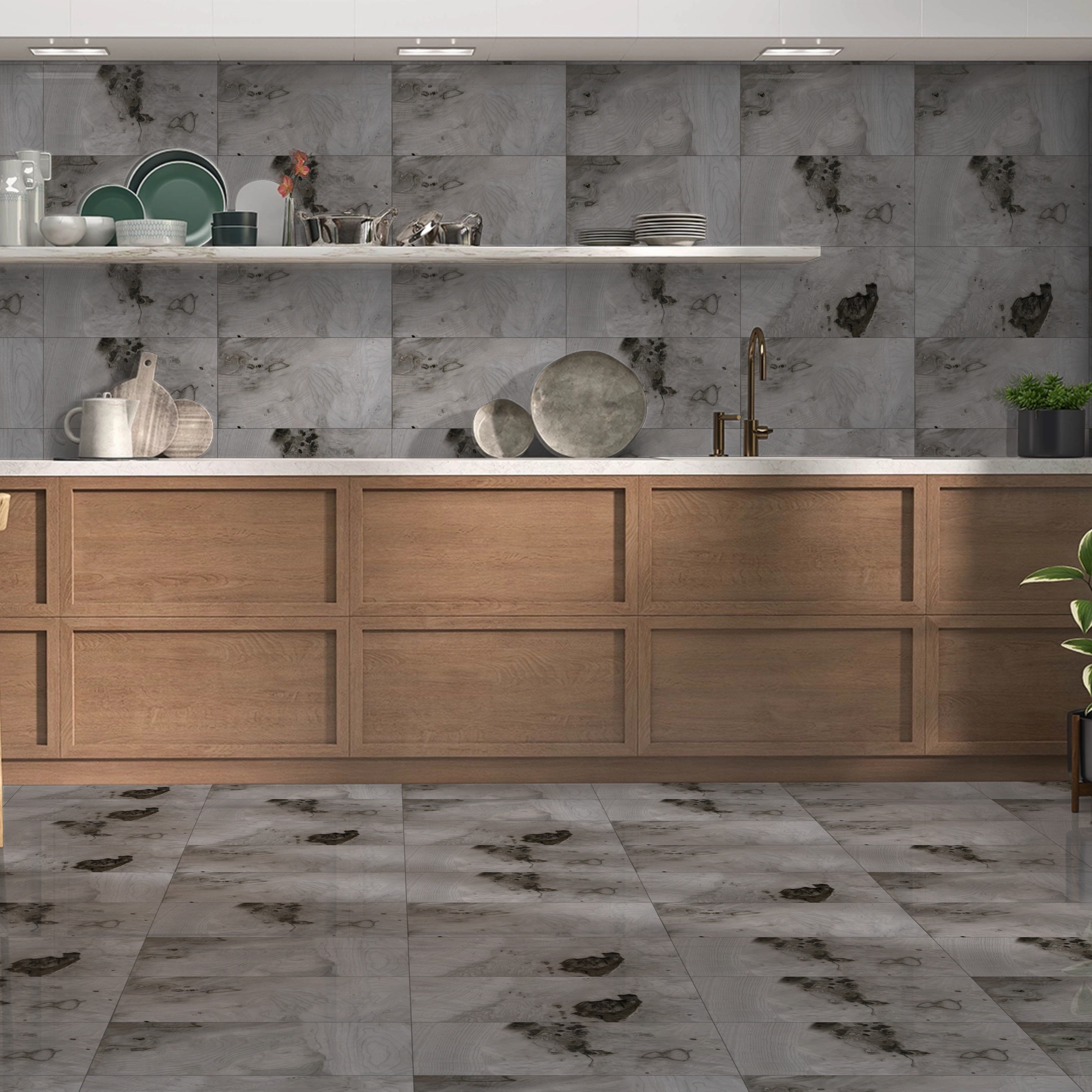 Pebble Mist Grey Porcelain Floor Wall Tiles 30X60cm Kitchen Bathroom Wall Floor Gloss Tiles