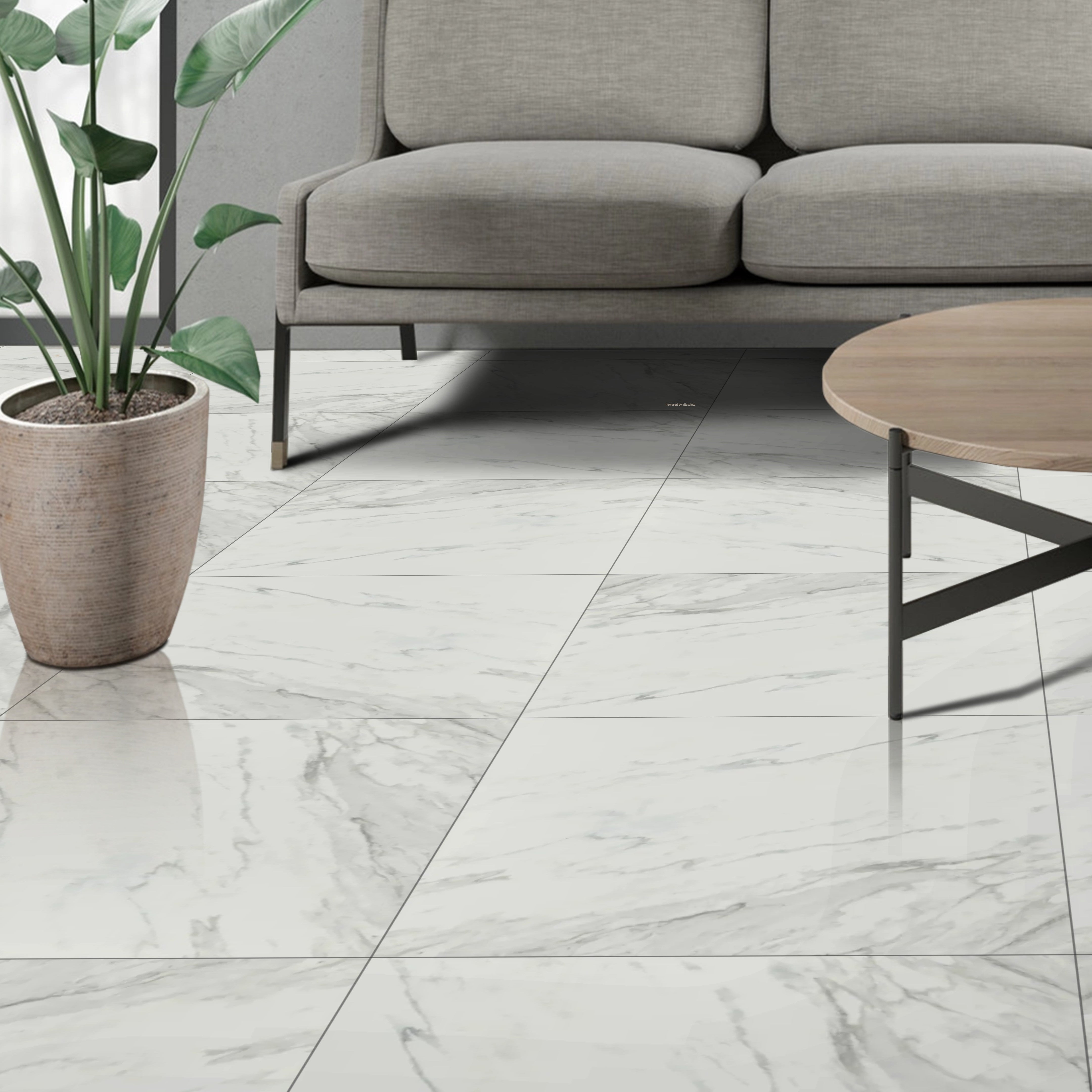 Luceat White Marble Gloss Porcelain Wall Floor Tile 60x60cm