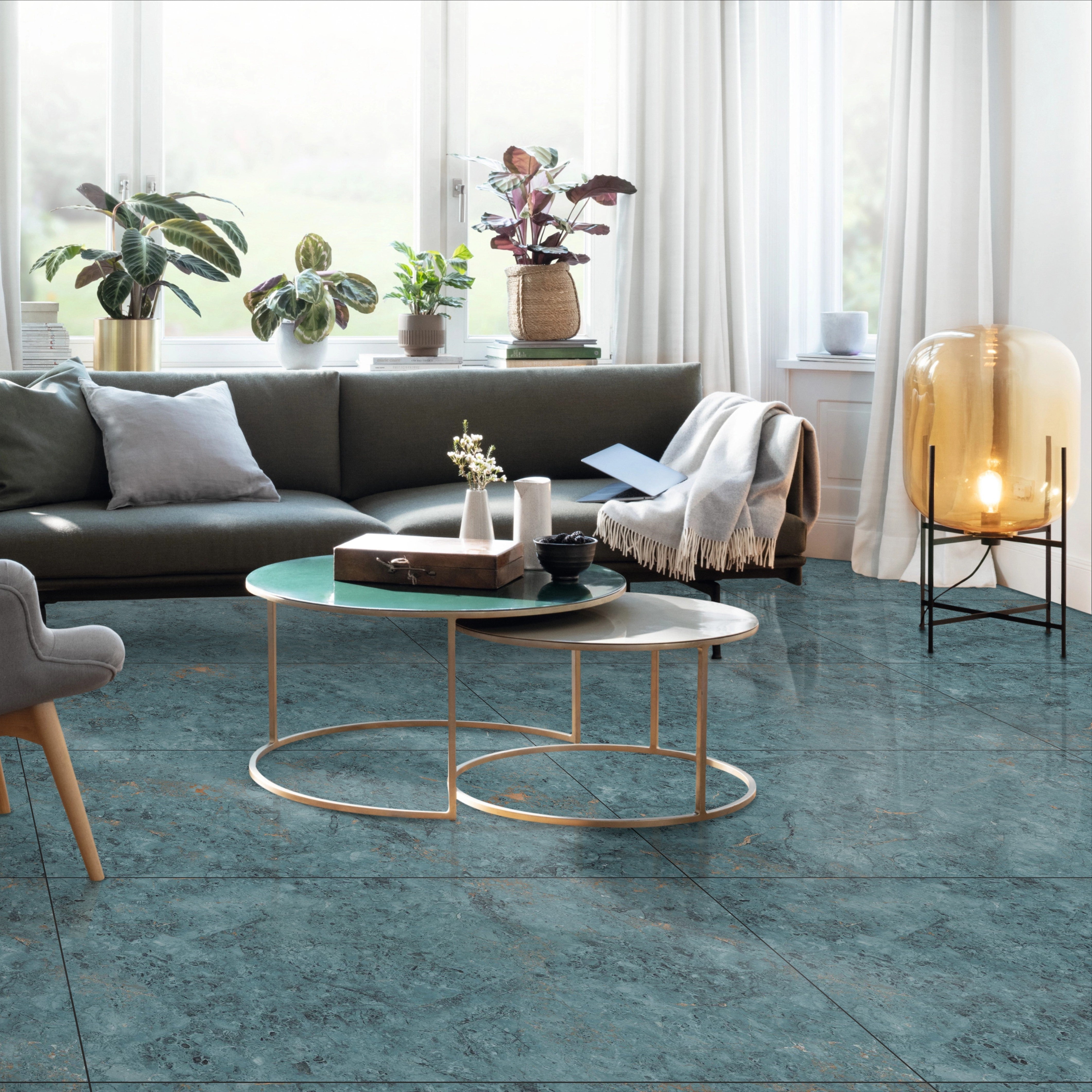 Green Fusion Marble High Gloss Blue Porcelain 60x120cm Wall Floor Tiles