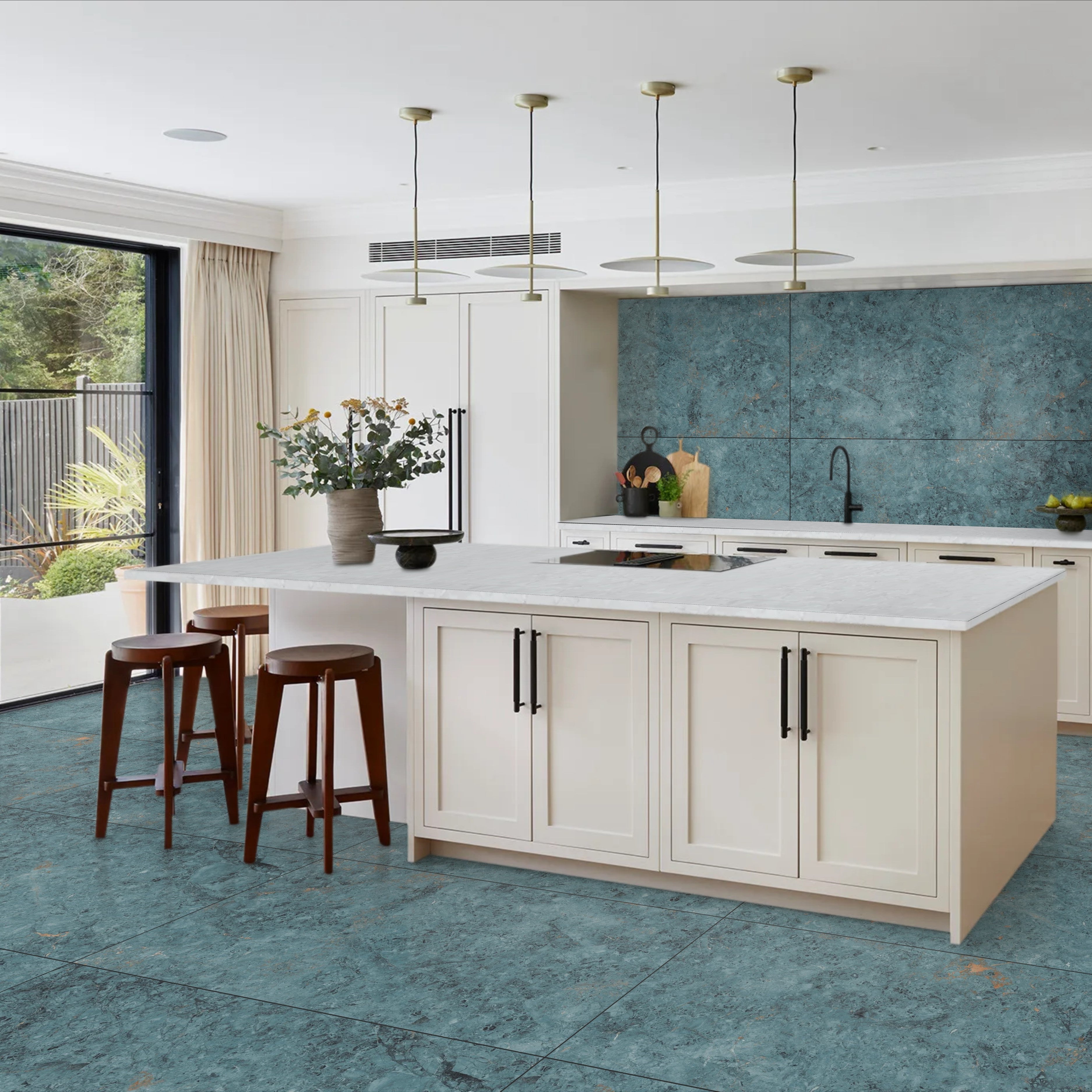 Green Fusion Marble High Gloss Blue Porcelain 60x120cm Wall Floor Tiles