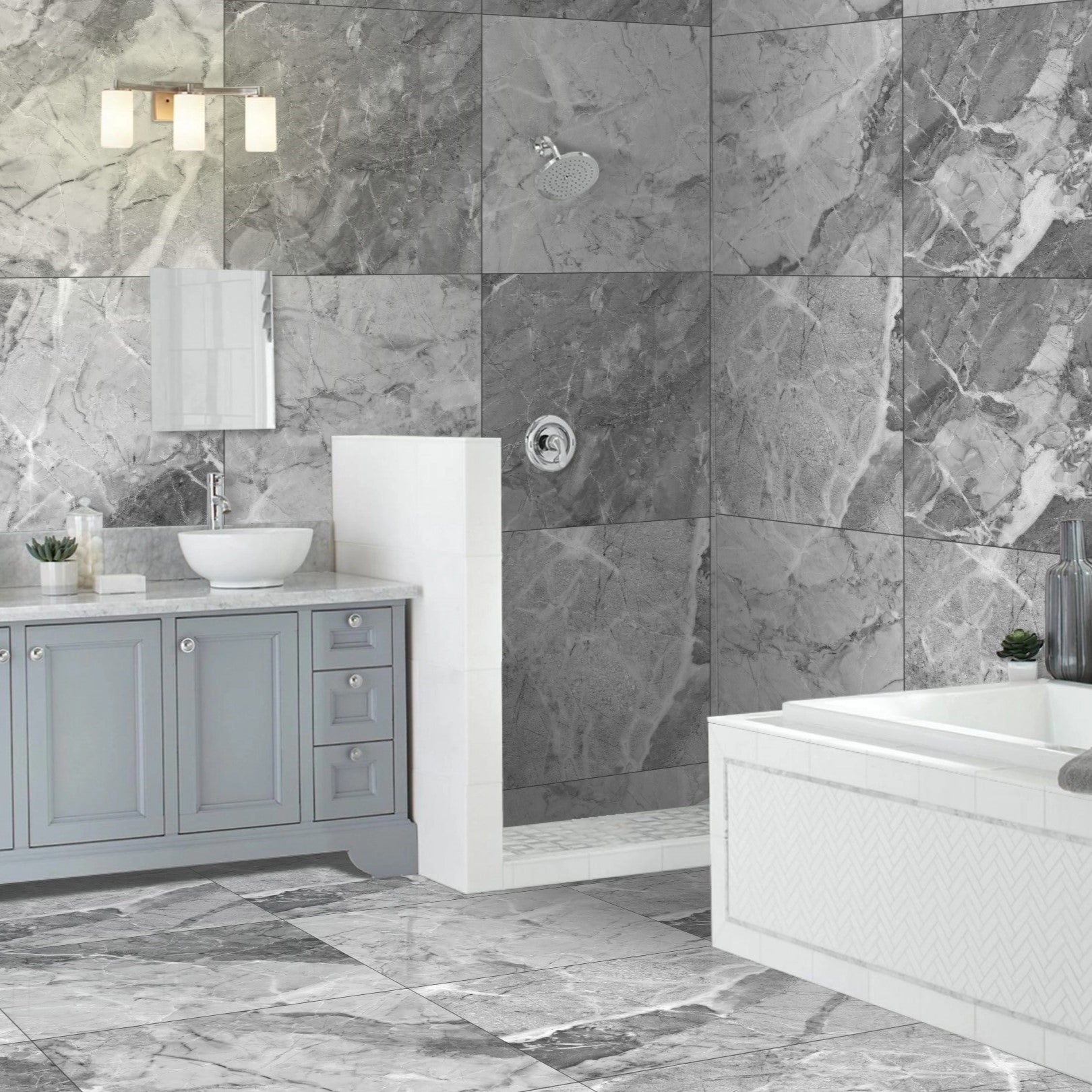 Harmony Grey Porcelain Gloss 60x60cm Wall And Floor Tiles