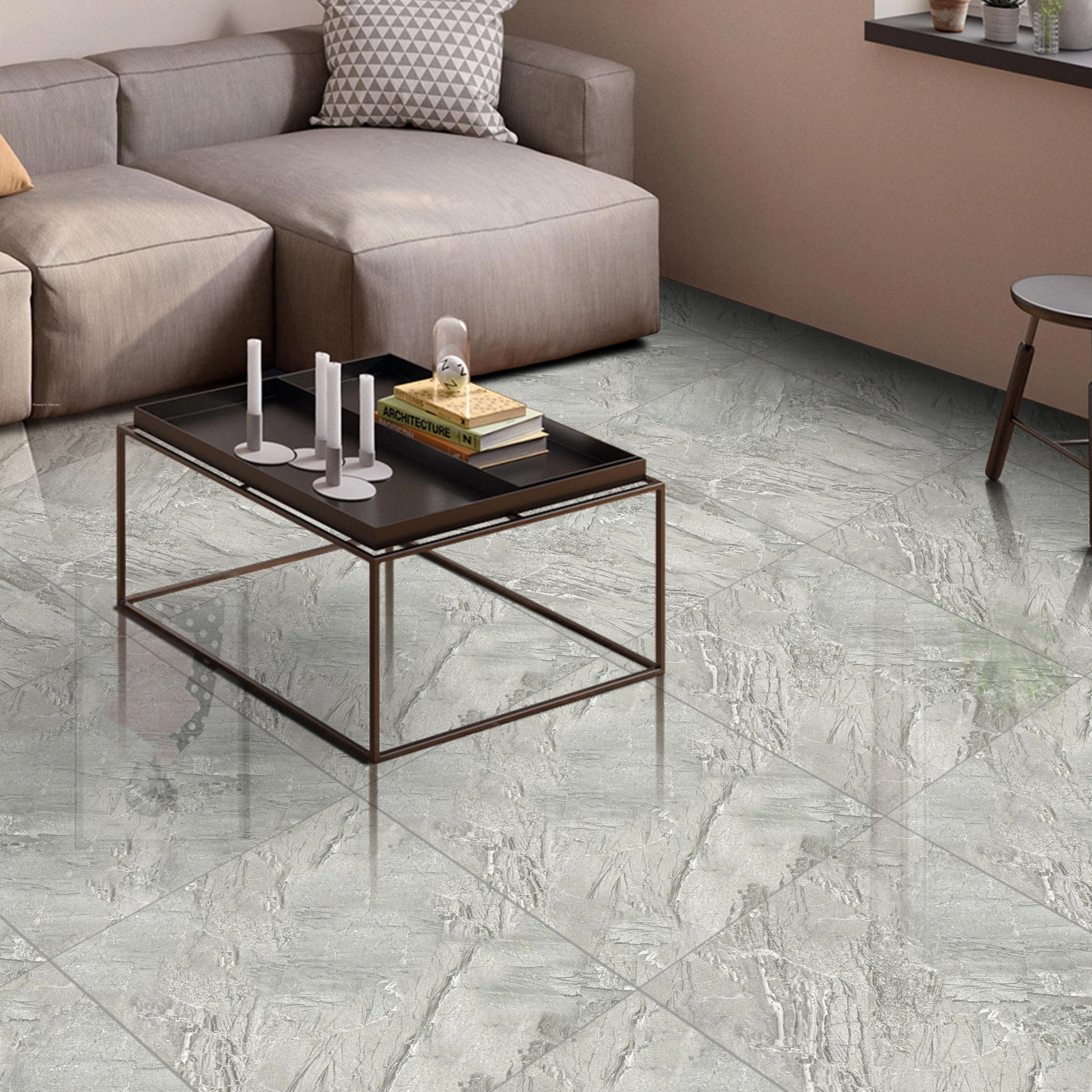 Stony Grey Porcelain Gloss 60x60cm Wall And Floor Tiles