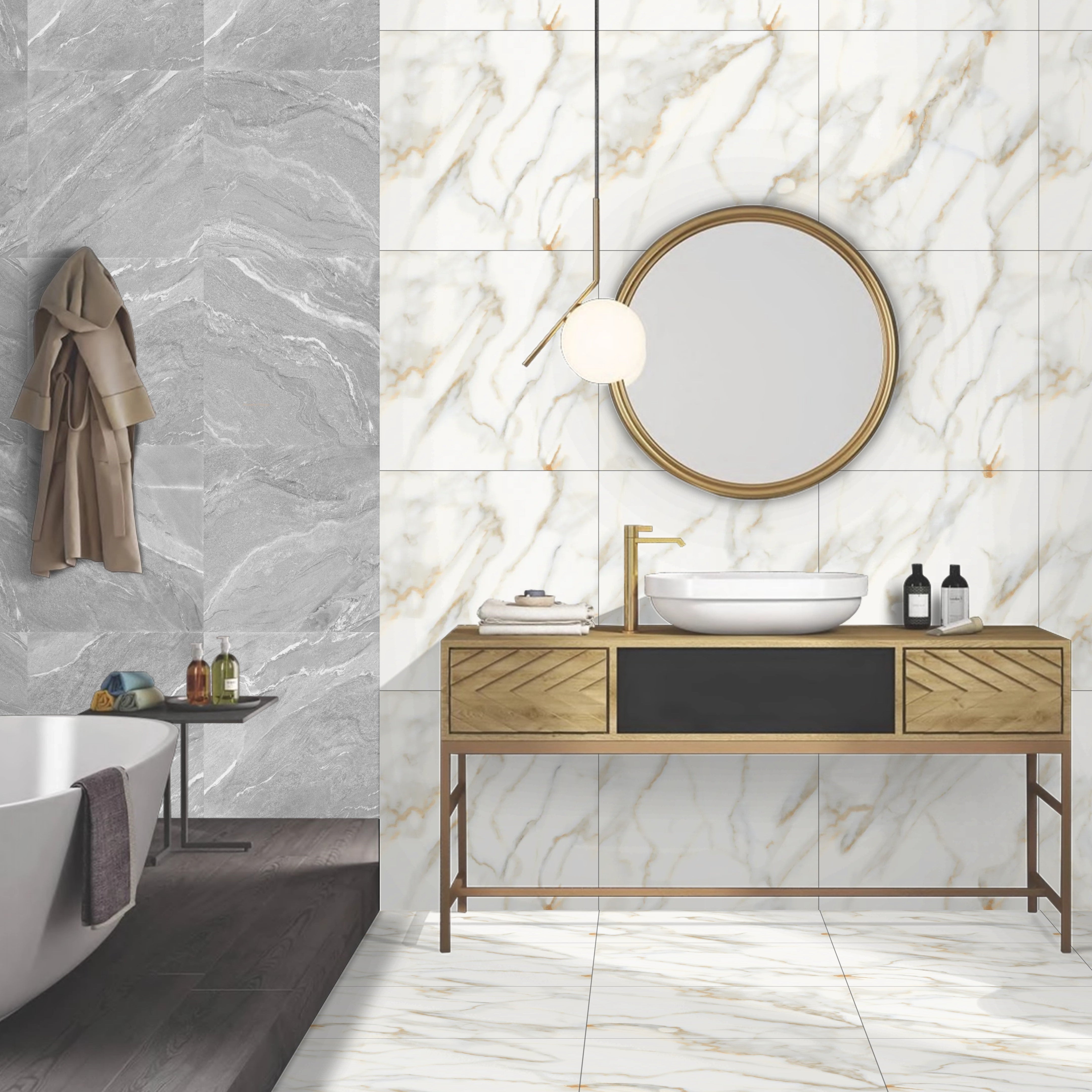Honey Gold Marble Matt Porcelain 60x60cm Wall and Floor Tiles