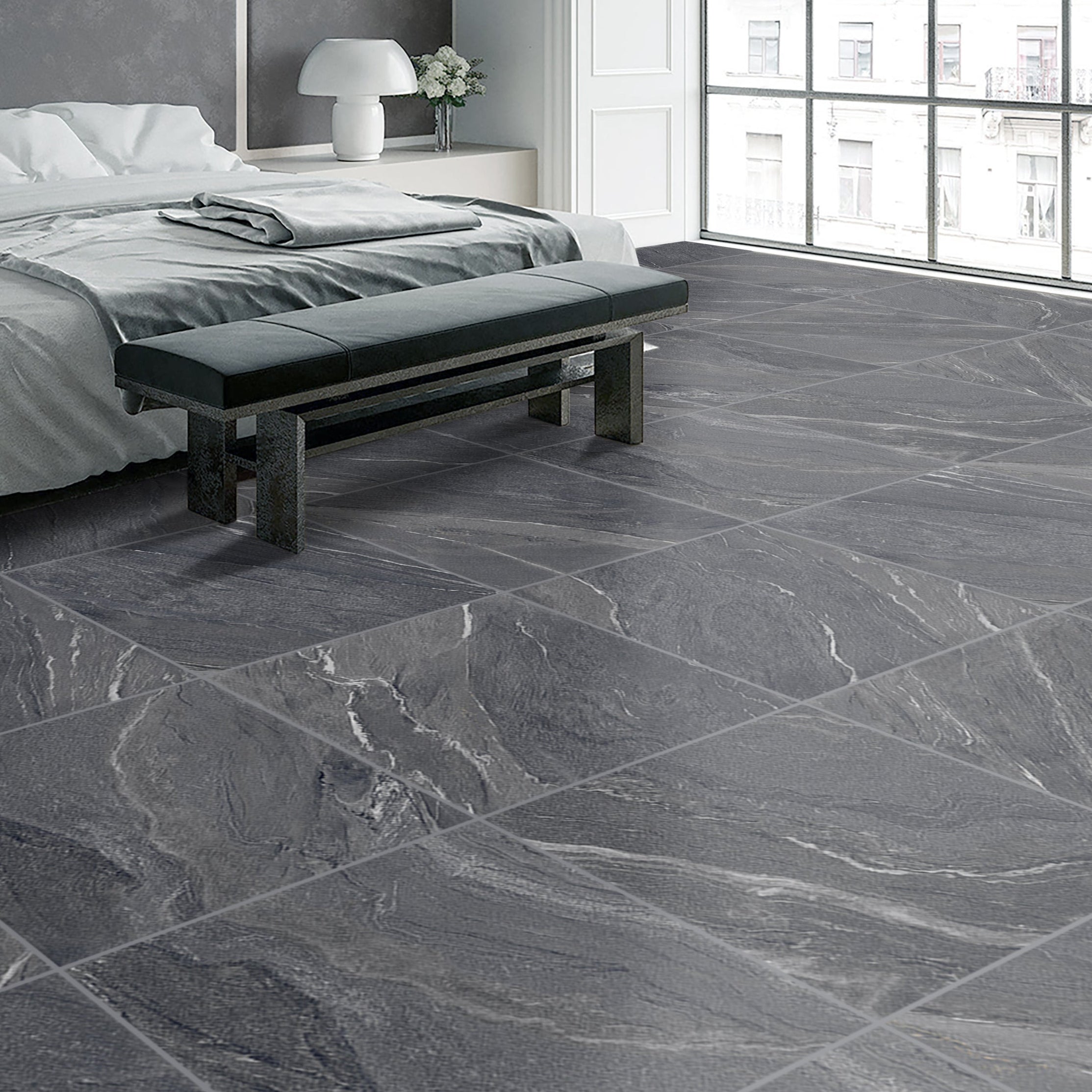 Yorkshire Nero Matt Porcelain Wall Floor Kitchen Bathroom Tiles 60x60cm