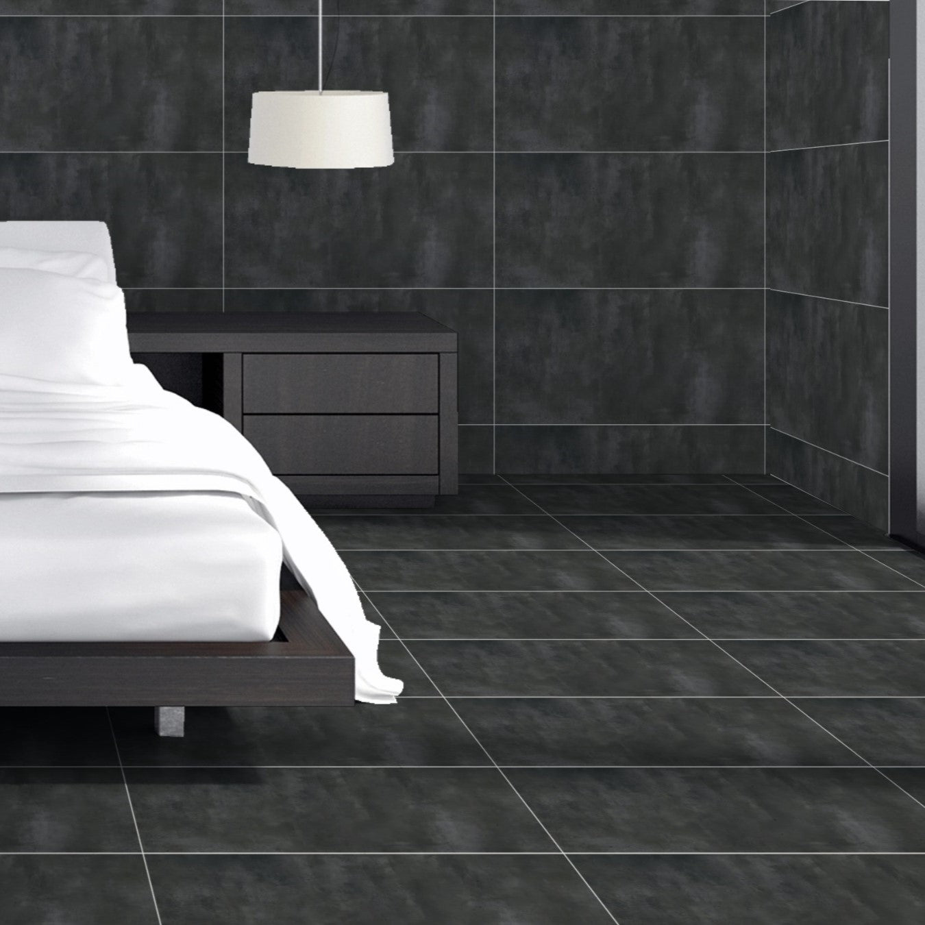 Autumn Anthracite Sugar Finish Stone Effect Ceramic Wall Rectified Tiles