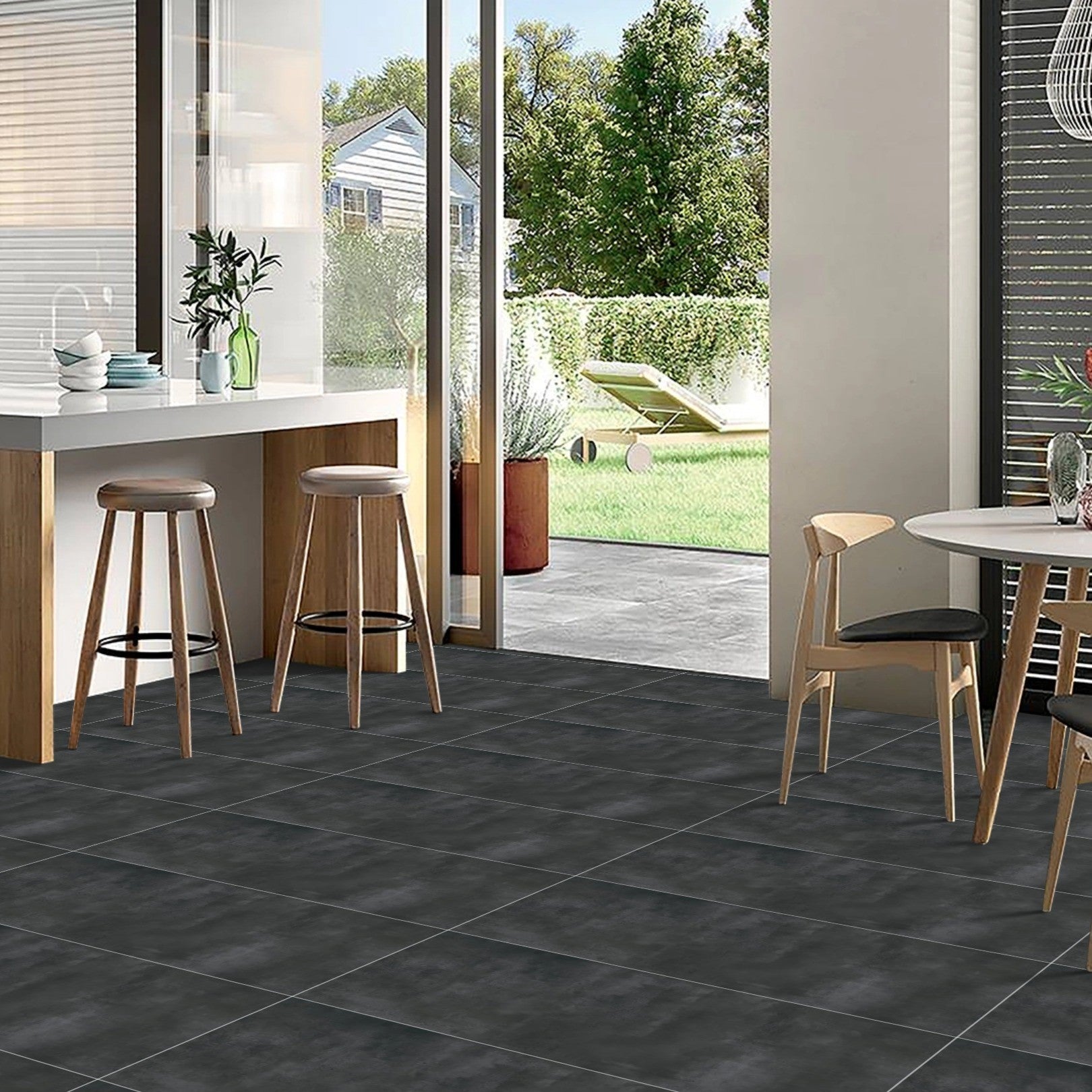 Autumn Anthracite Sugar Finish Stone Effect Ceramic Wall Rectified Tiles