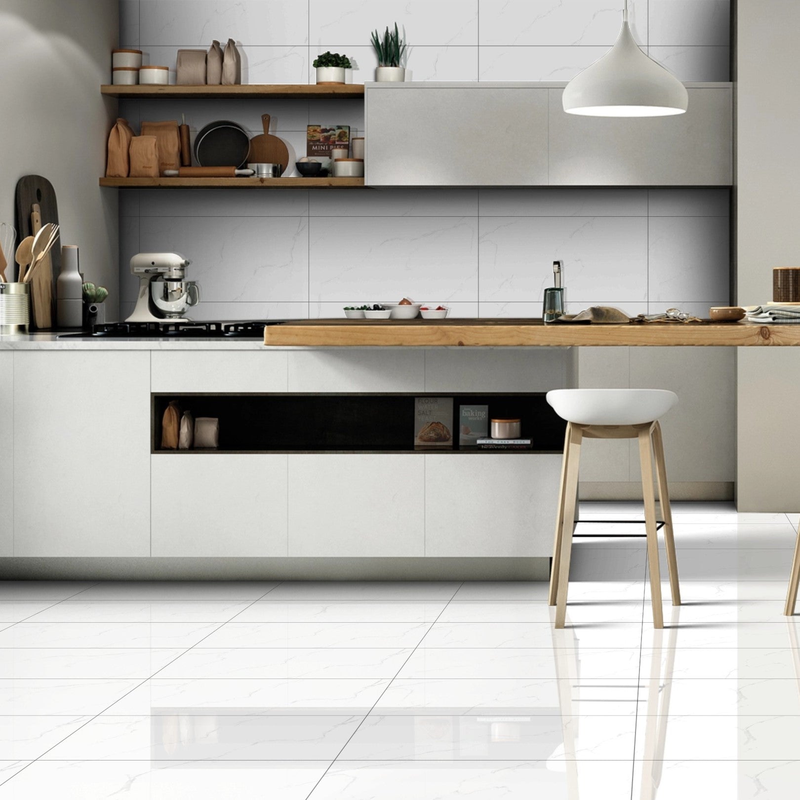 Autumn Calacatta White Marble Effect Polished Ceramic Wall Rectified Tiles