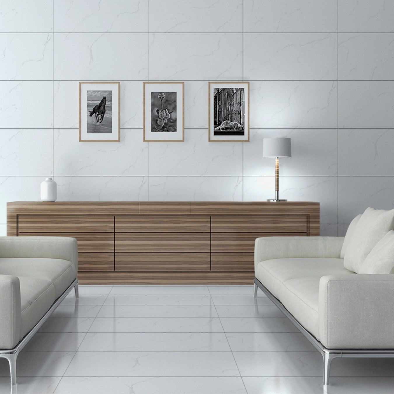 Autumn Calacatta White Marble Effect Polished Ceramic Wall Rectified Tiles