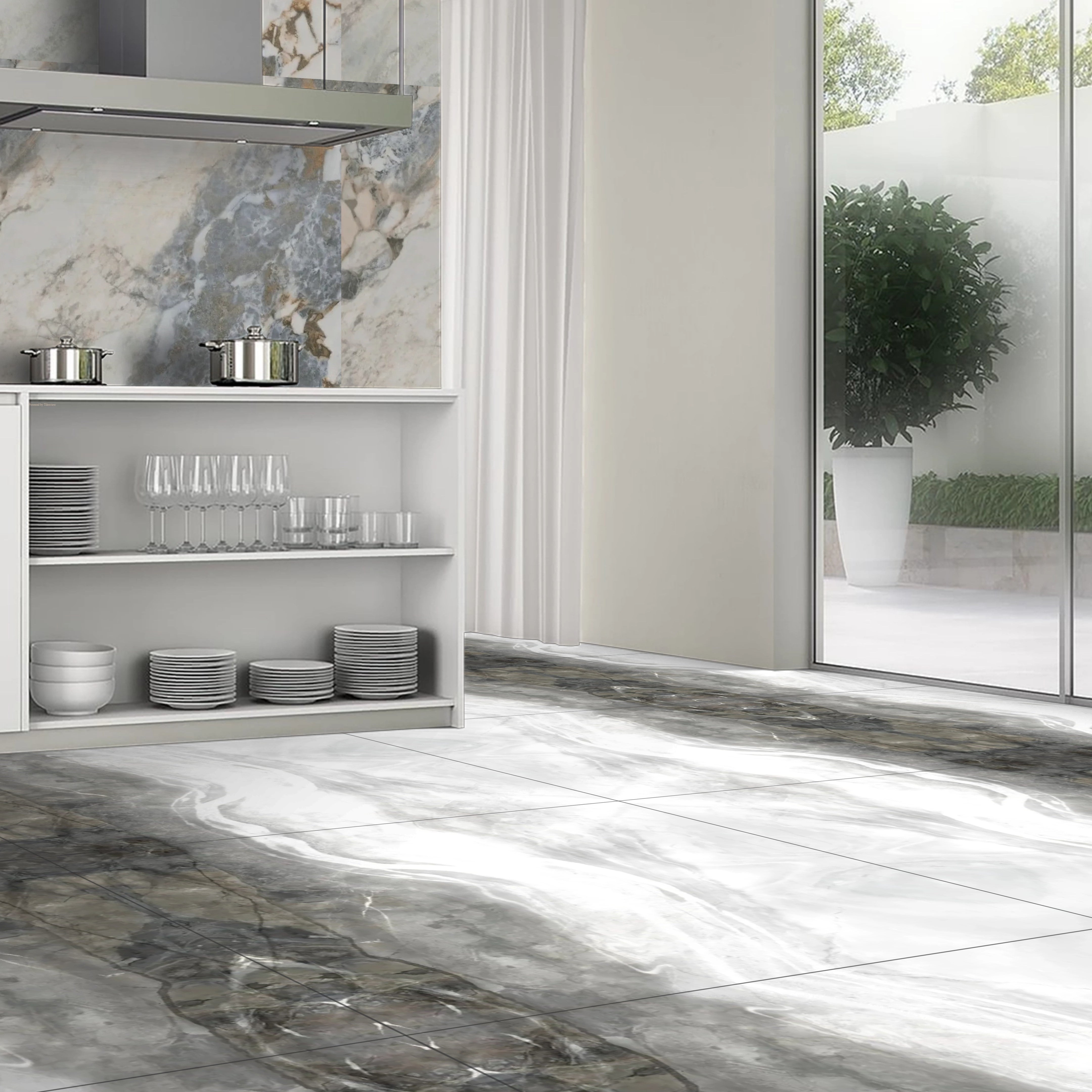 Discreet Grey Marble Polished Porcelain 120x120cm Kitchen Bathroom Wall Floor Tile