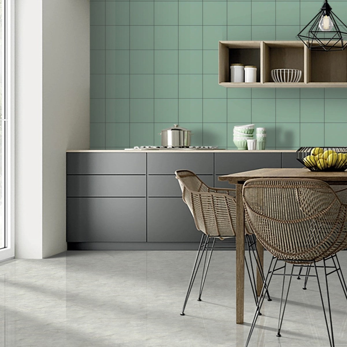 Ultimate Green Mint Gloss Ceramic Wall Tile 15x15cm