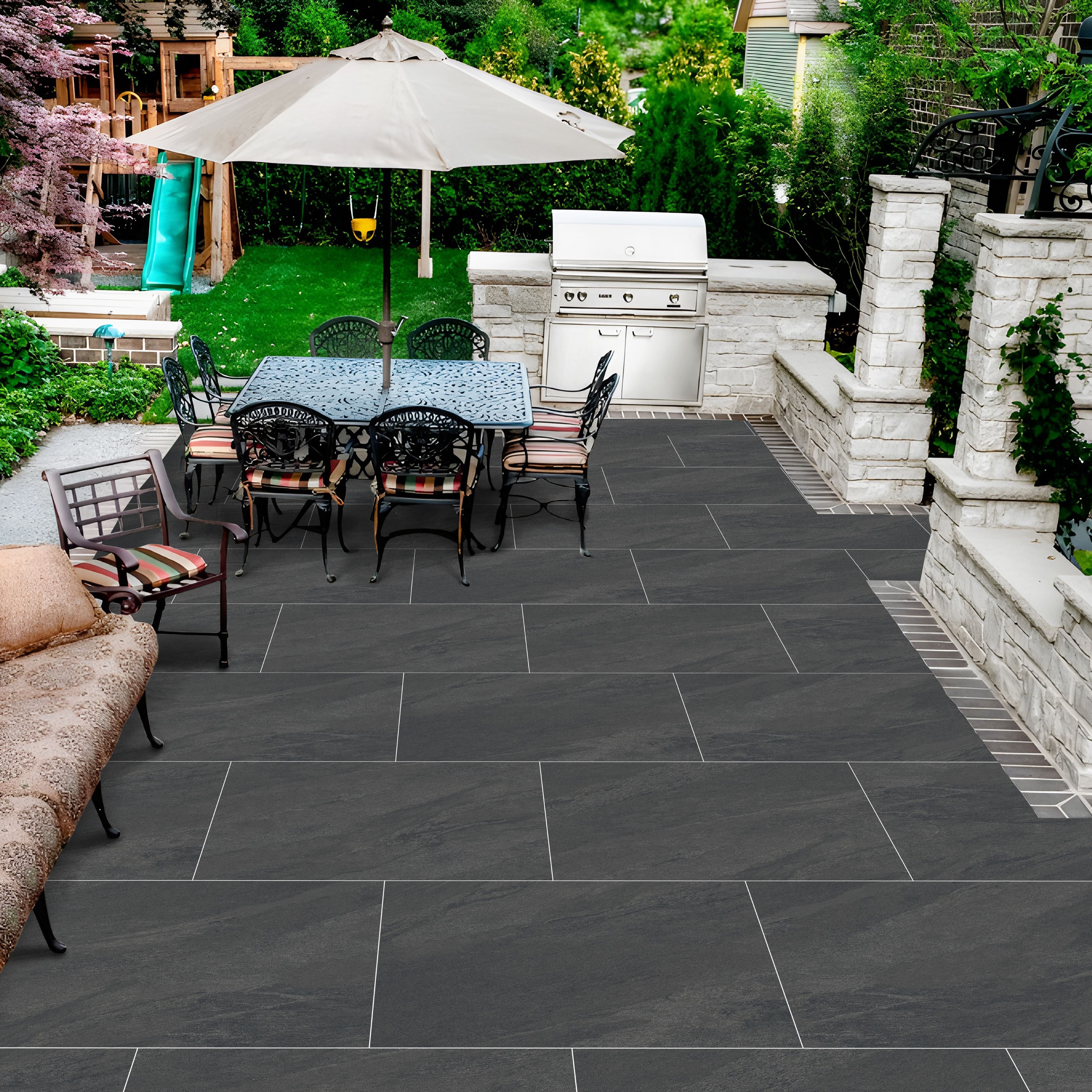 Notion Black Porcelain 60x90cm Anti Slip Outdoor Parking Matt Floor Tile