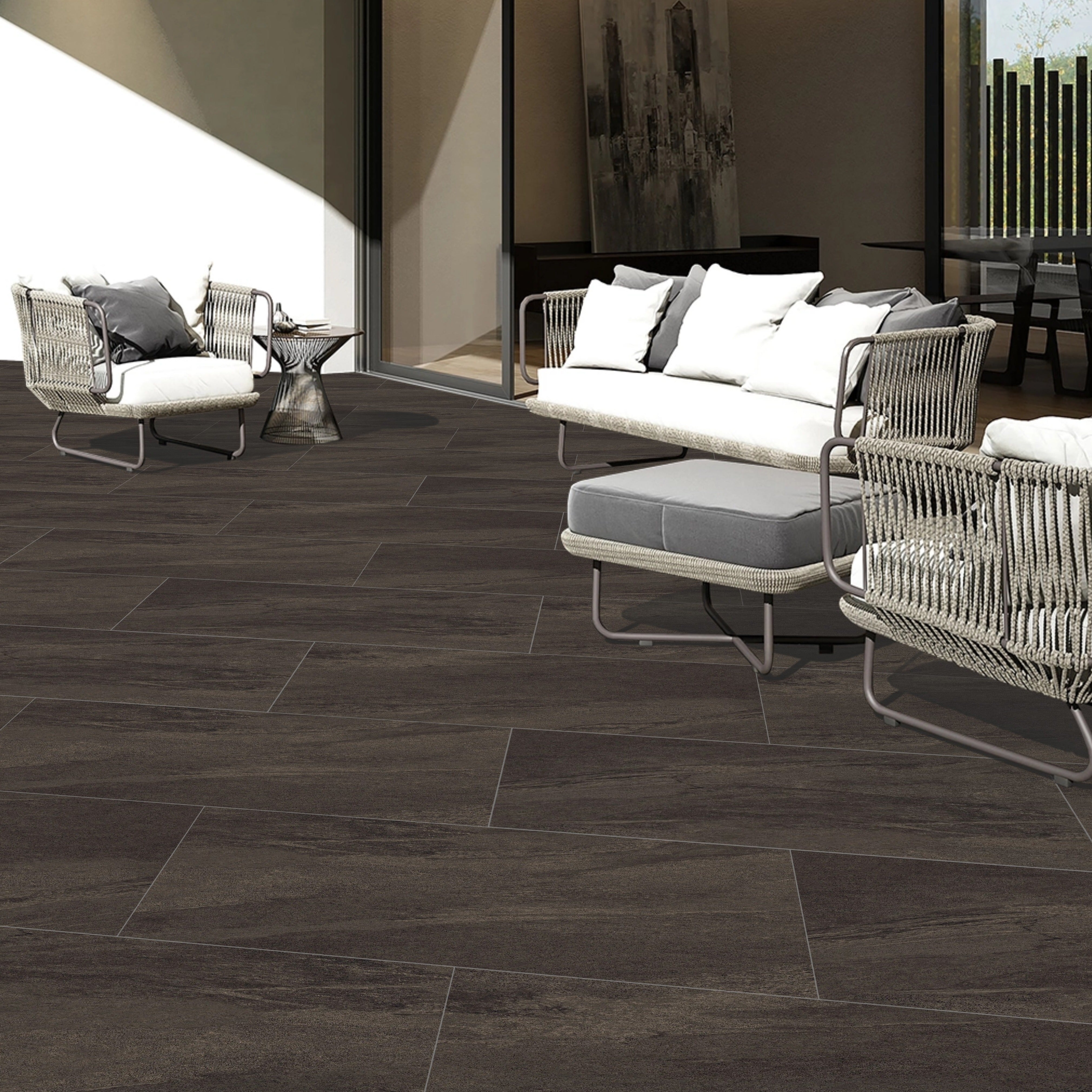 Notion Black Porcelain 60x90cm Anti Slip Outdoor Parking Matt Floor Tile