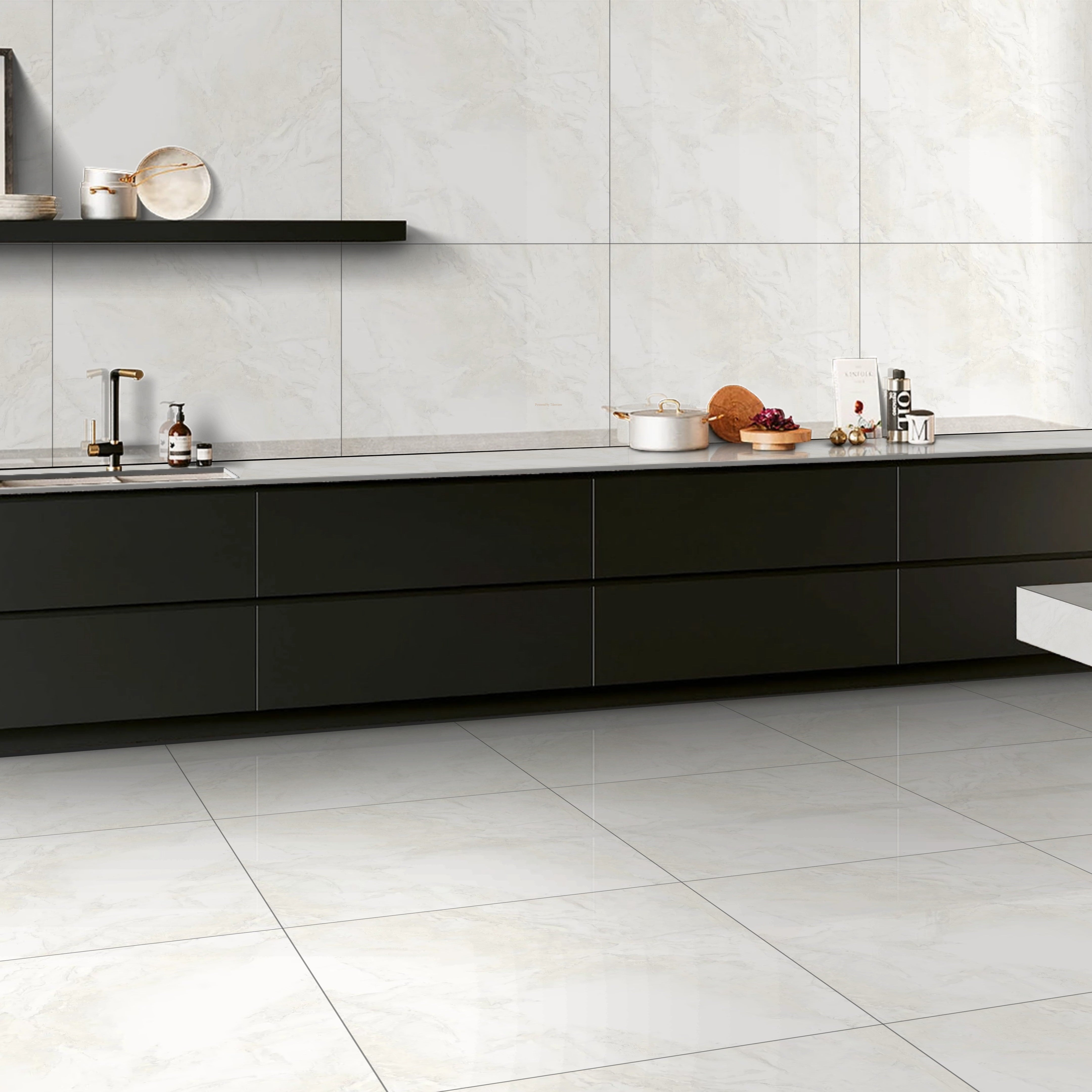 Neptune Cream Marble Polished Porcelain Wall Floor Tile 60x60cm